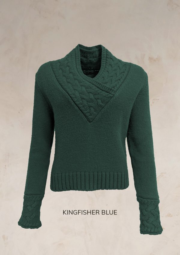 CHUNKY CABLE KNIT V NECK JUMPER PURE LAMBSWOOL PREORDER - Image 14