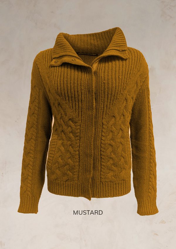 ENDLESS KNOT CABLE KNIT BOMBER CARDIGAN PURE LAMBSWOOL PREORDER - Image 17