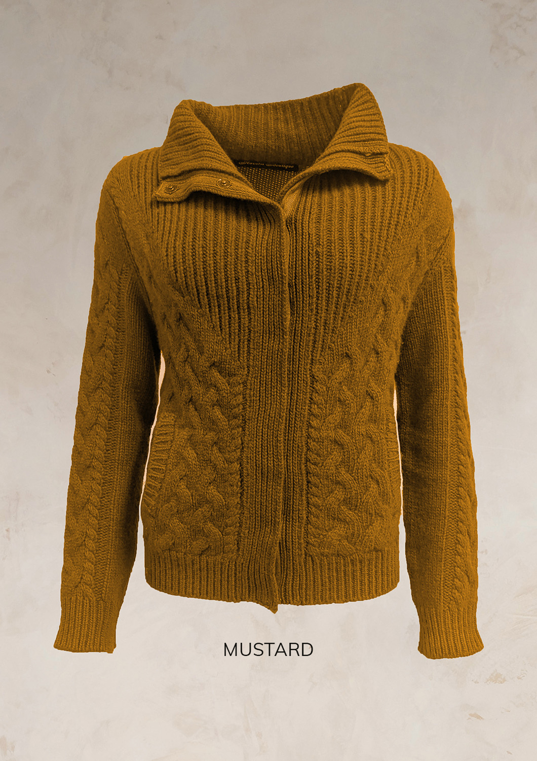 ENDLESS KNOT CABLE KNIT BOMBER CARDIGAN PURE LAMBSWOOL PREORDER - Image 16