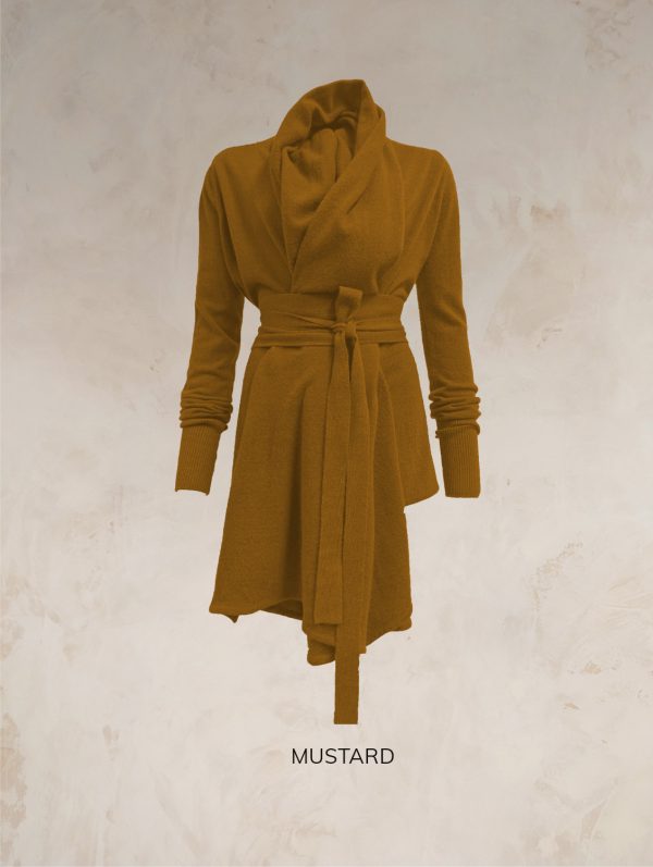 TARA SHAWL NECK CARDIGAN WITH OBI BELT PURE LAMBSWOOL PREORDER - Image 22
