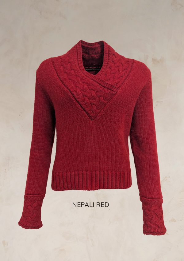 CHUNKY CABLE KNIT V NECK JUMPER PURE LAMBSWOOL PREORDER - Image 11