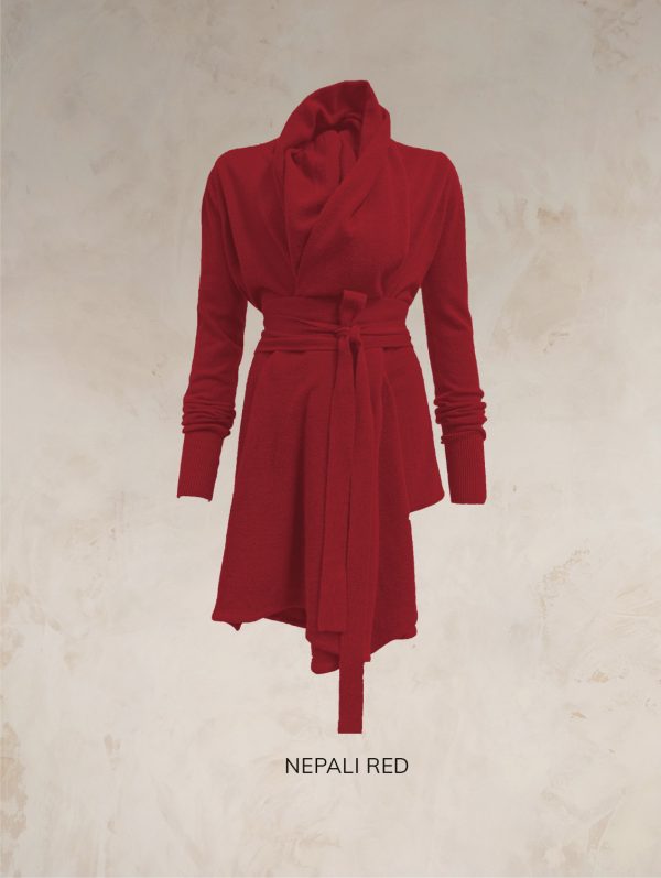 TARA SHAWL NECK CARDIGAN WITH OBI BELT PURE LAMBSWOOL PREORDER - Image 23