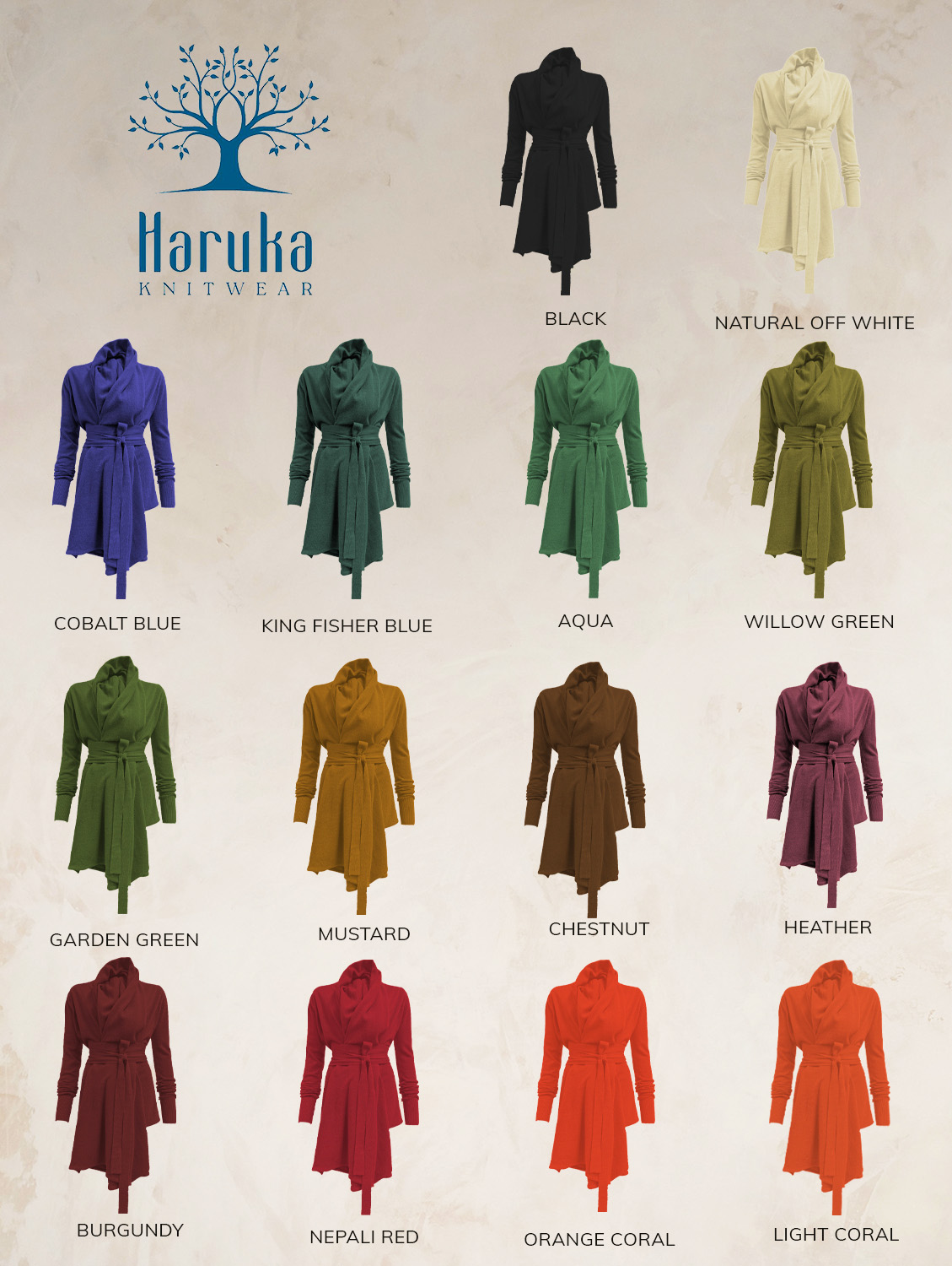 TARA SHAWL NECK CARDIGAN WITH OBI BELT PURE LAMBSWOOL  PREORDER - Image 2