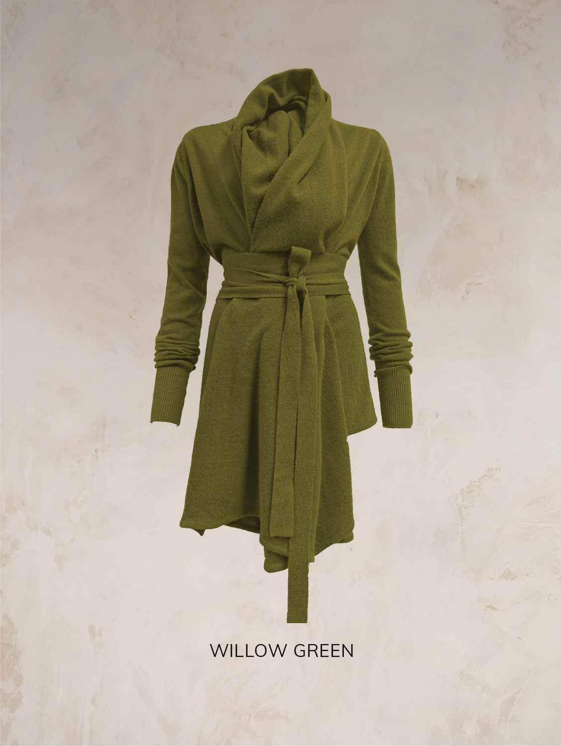 TARA SHAWL NECK CARDIGAN WITH OBI BELT PURE LAMBSWOOL  PREORDER - Image 23