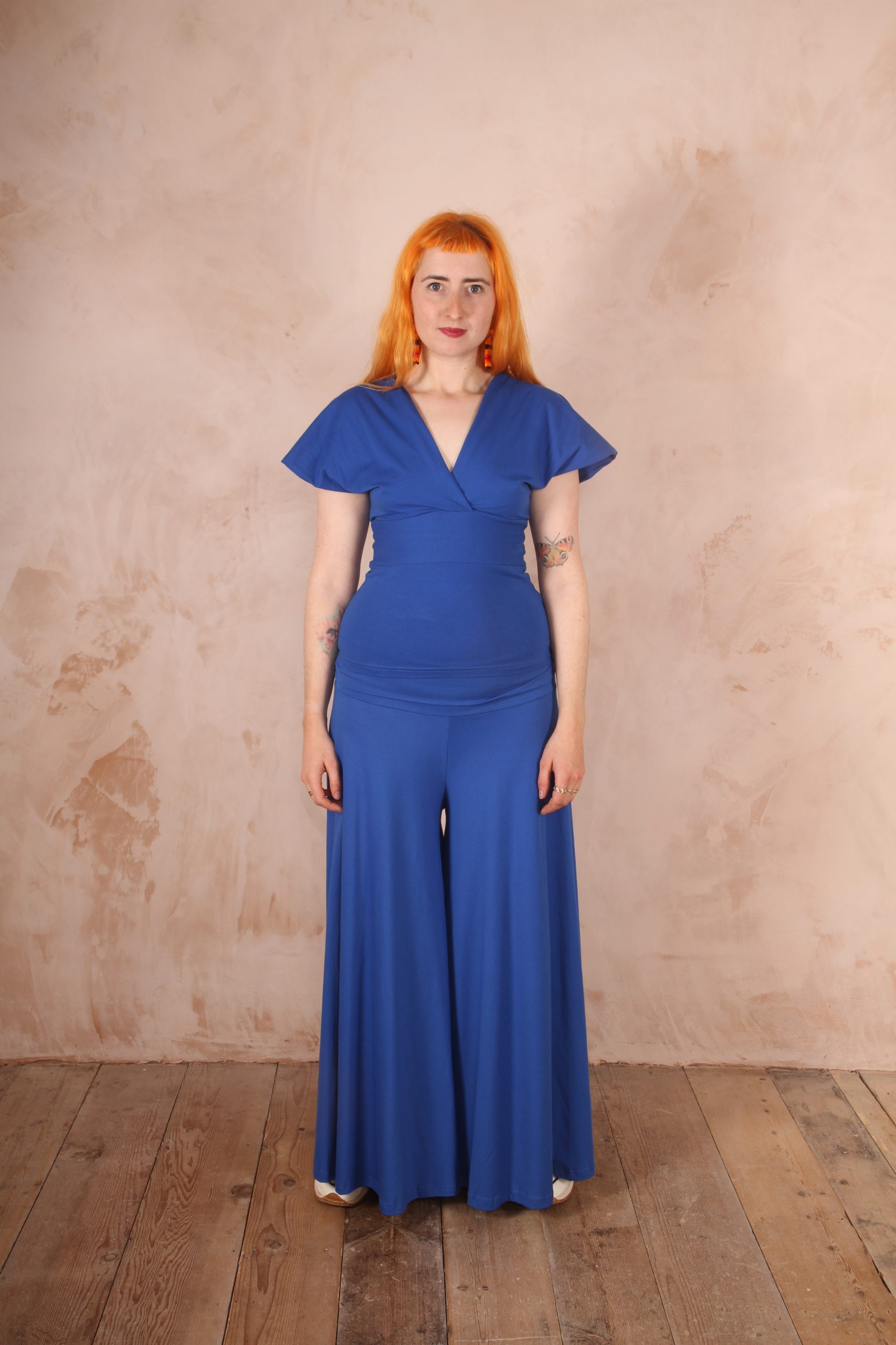 Dancing Trousers Wide Leg Cotton Lycra Cobalt Blue - Image 2