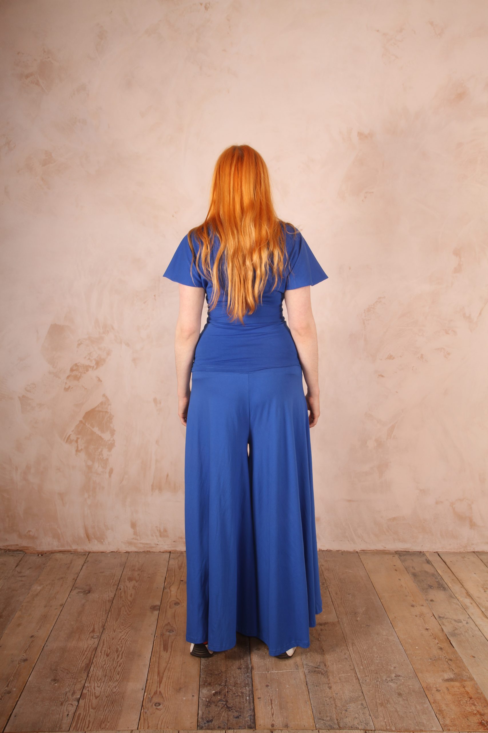 Dancing Trousers Wide Leg Cotton Lycra Cobalt Blue - Image 6