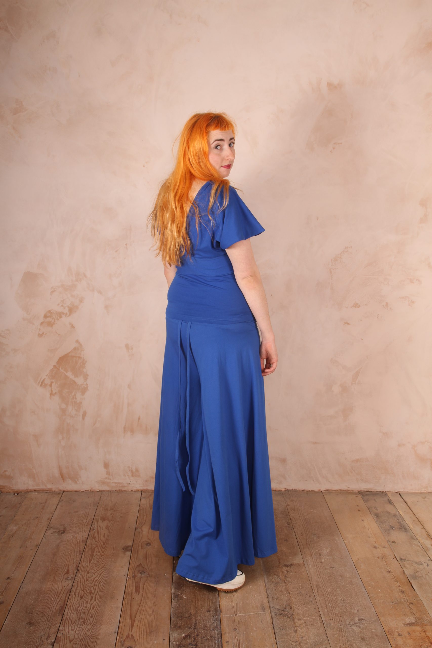 Dancing Trousers Wide Leg Cotton Lycra Cobalt Blue - Image 4