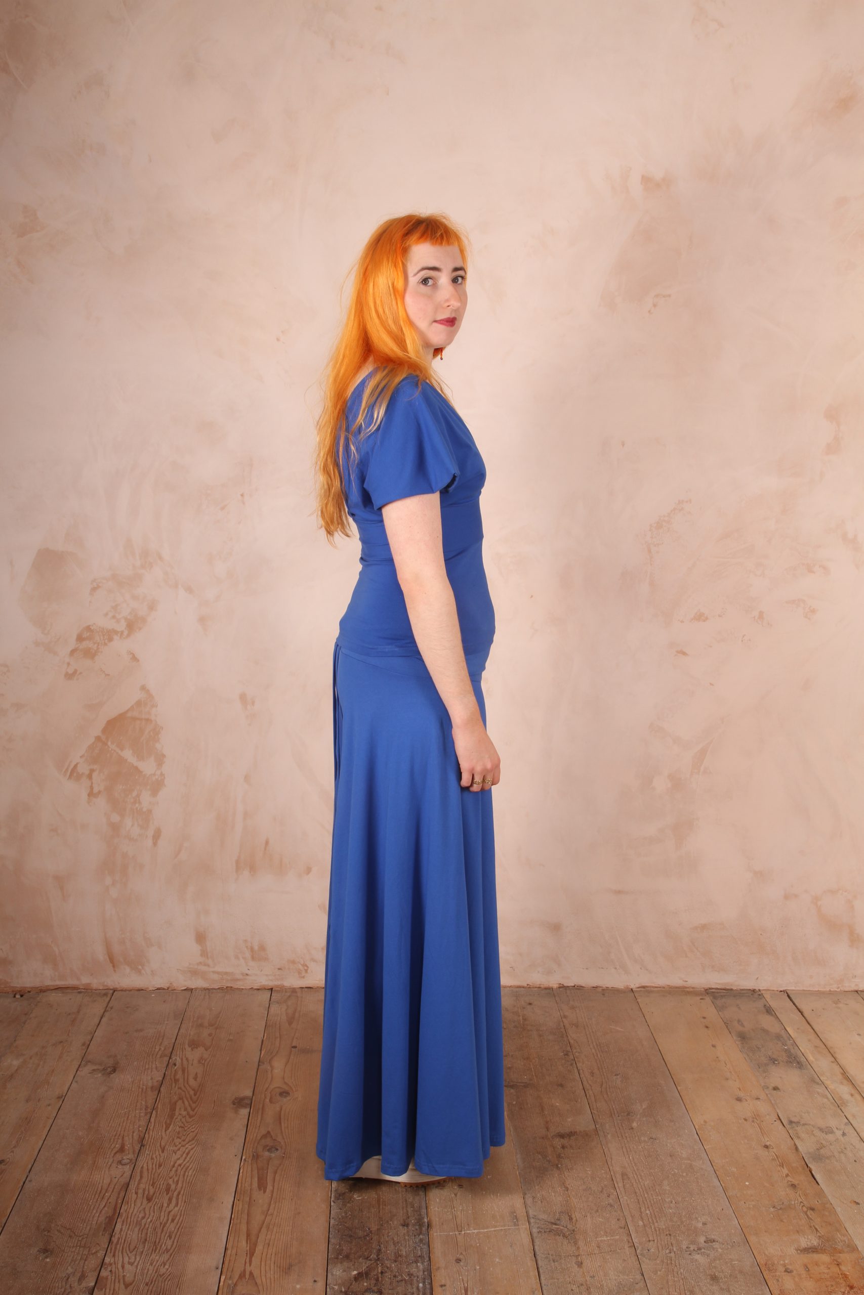 Dancing Trousers Wide Leg Cotton Lycra Cobalt Blue - Image 3