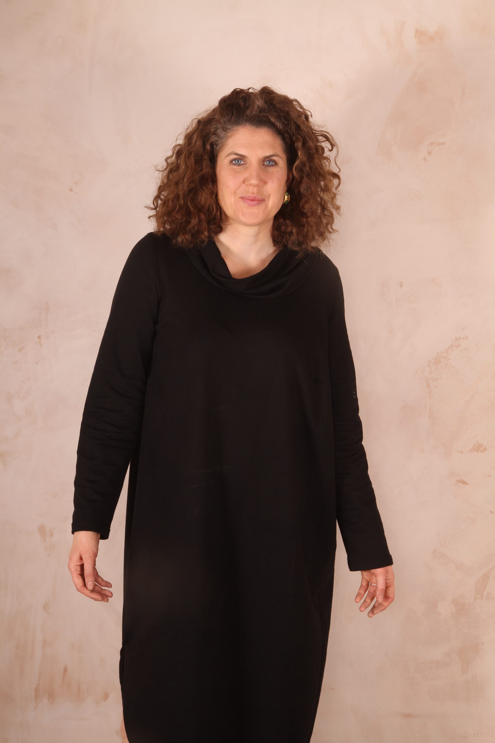 Anya 100% Cotton Jersey Oversized Jumper Dress Black - Image 7