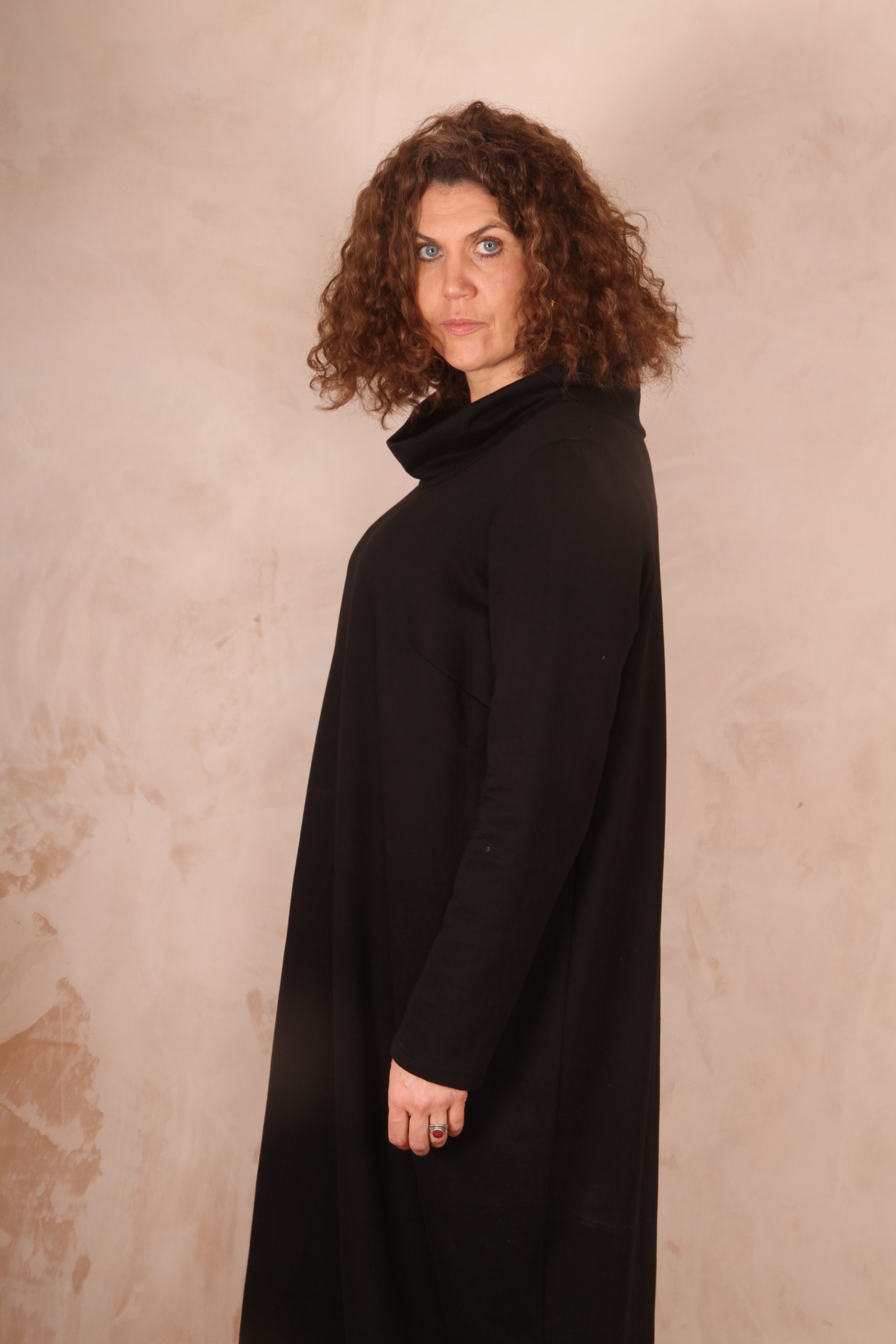 Anya 100% Cotton Jersey Oversized Jumper Dress Black - Image 9