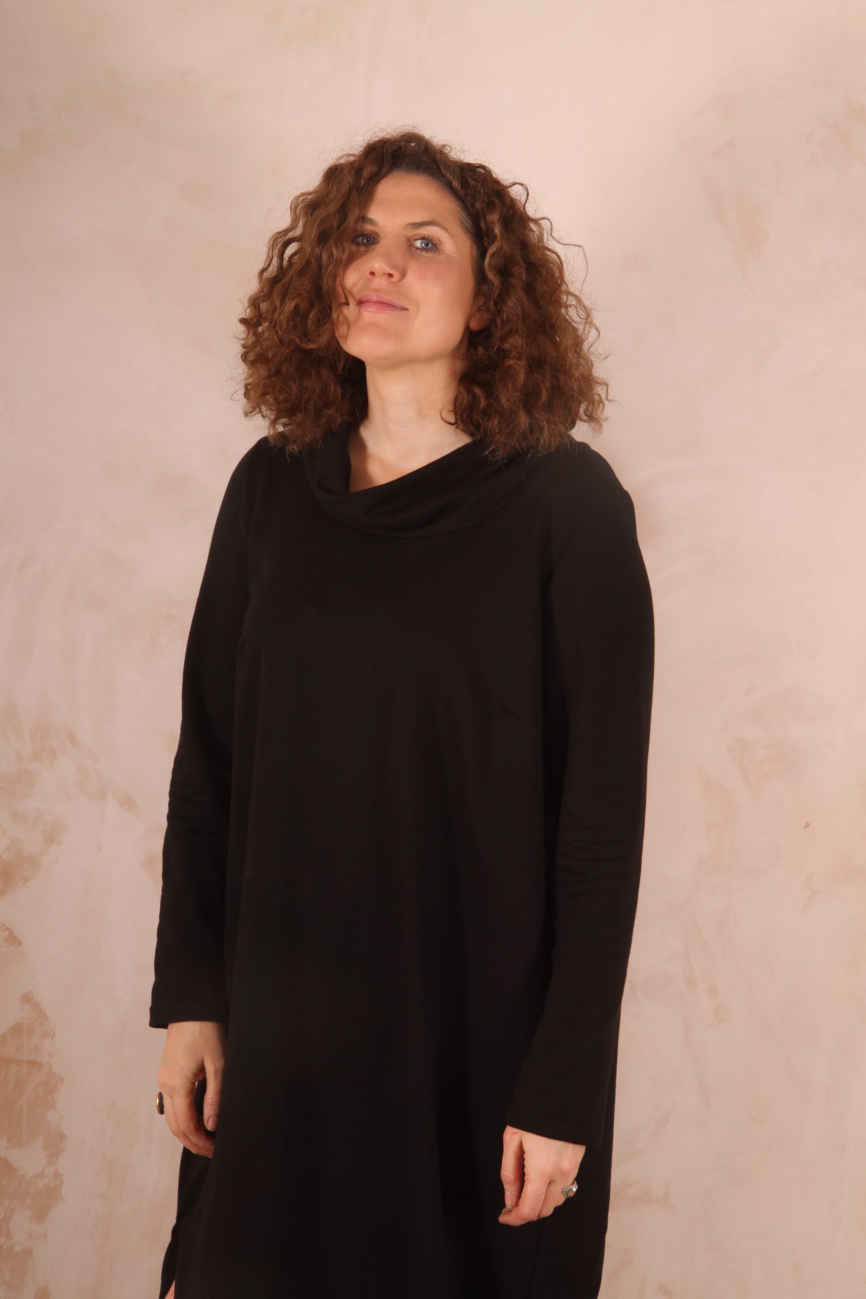 Anya 100% Cotton Jersey Oversized Jumper Dress Black - Image 10