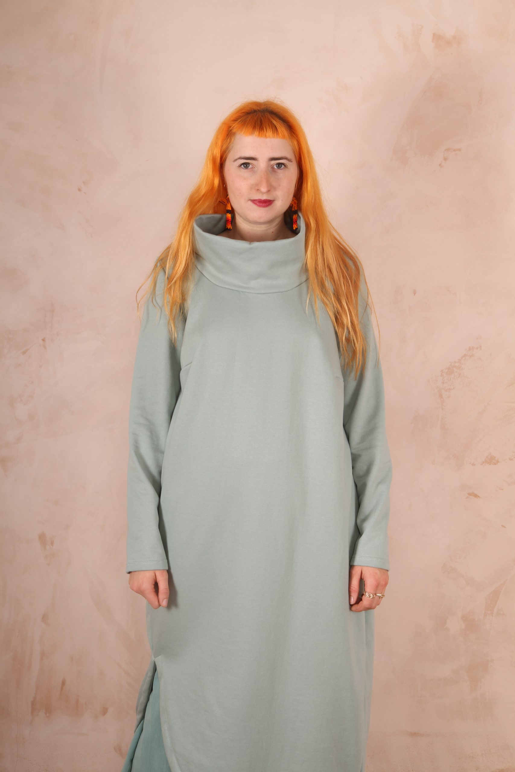 Anya 100% Cotton Jersey Oversized Jumper Dress Aqua - Image 4