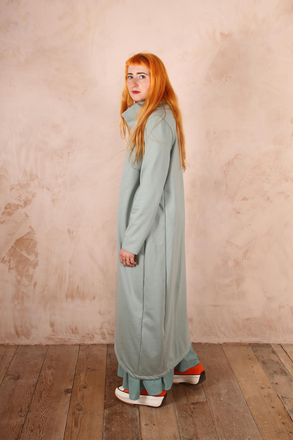 Anya 100% Cotton Jersey Oversized Jumper Dress Aqua - Image 3