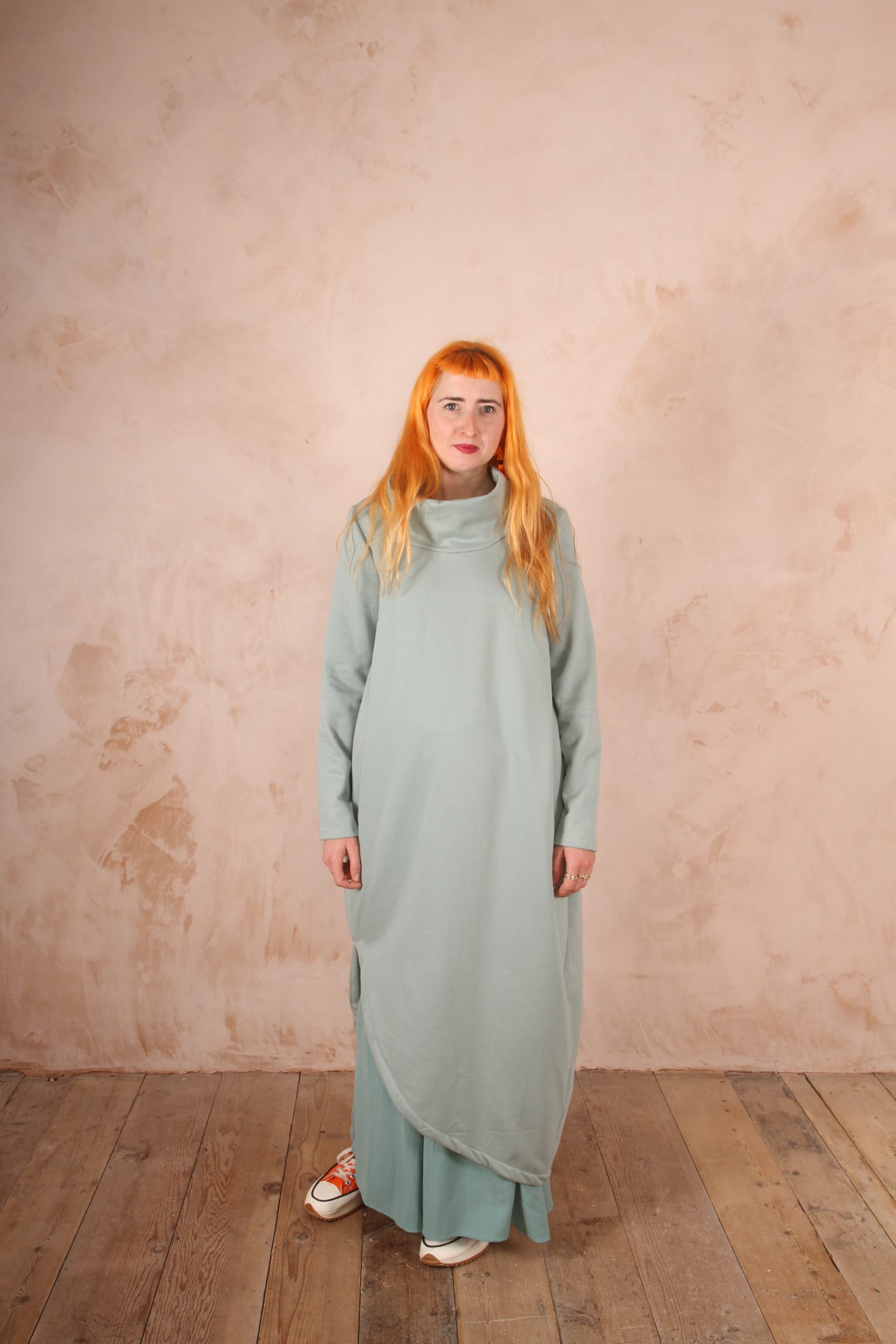 Anya 100% Cotton Jersey Oversized Jumper Dress Aqua - Image 5