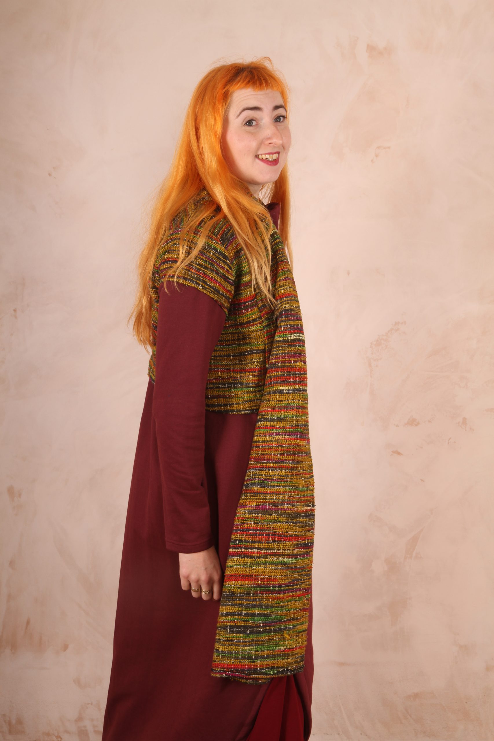 Ava Bolero Jacket Shawl Collar Rainbow Weave 100% Recycled silk