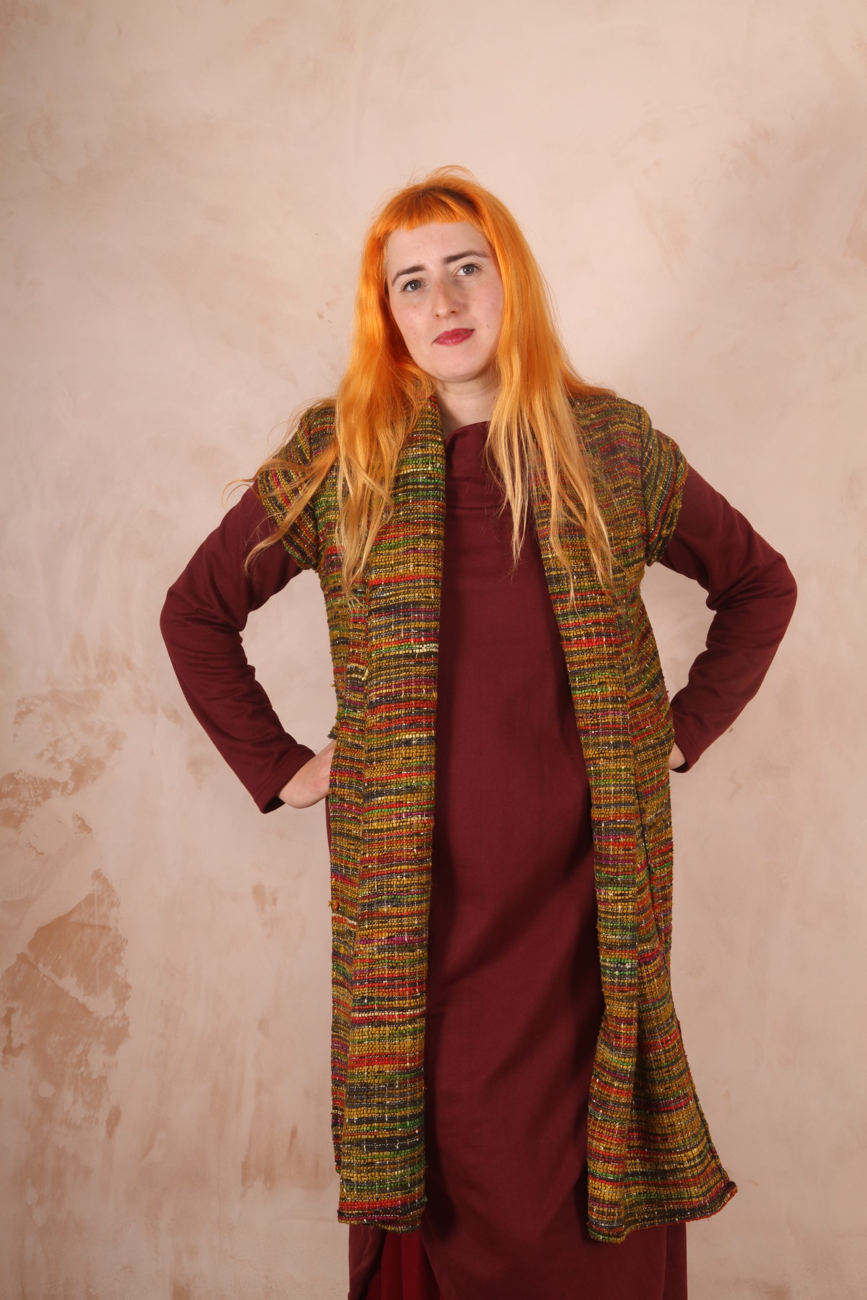 Ava Bolero Jacket Shawl Collar Rainbow Weave 100% Recycled silk - Image 2