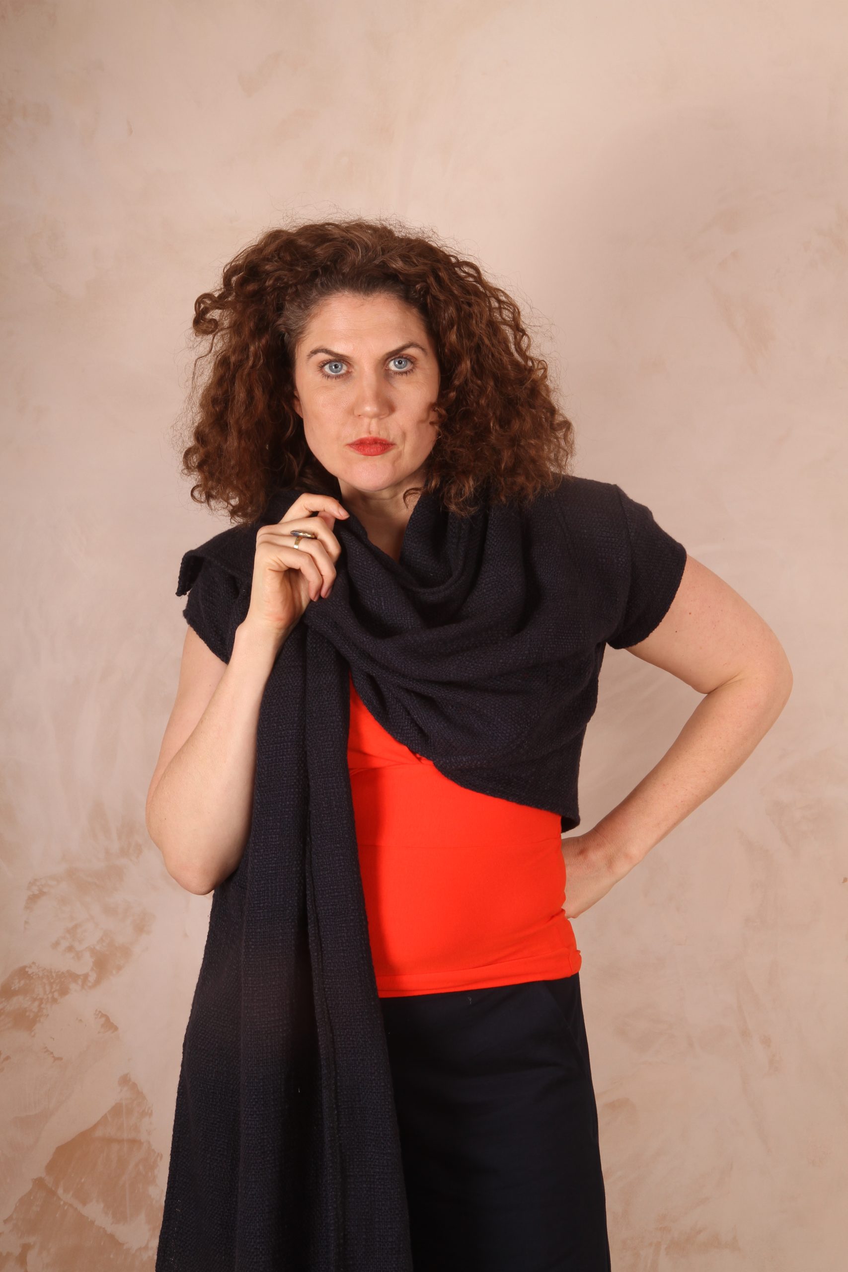 Ava Bolero Jacket Shawl Collar Midnight Blue Pure Cotton - Image 8