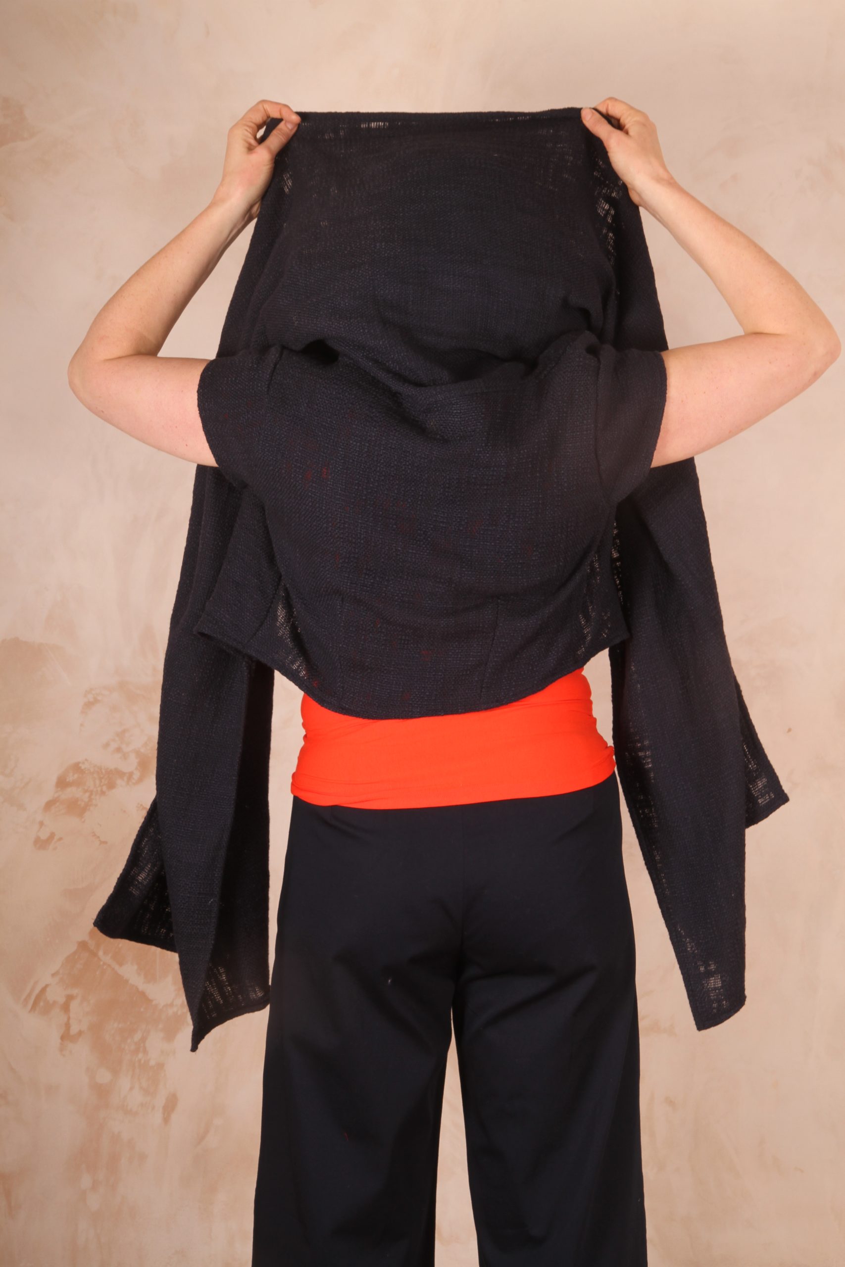 Ava Bolero Jacket Shawl Collar Midnight Blue Pure Cotton - Image 3