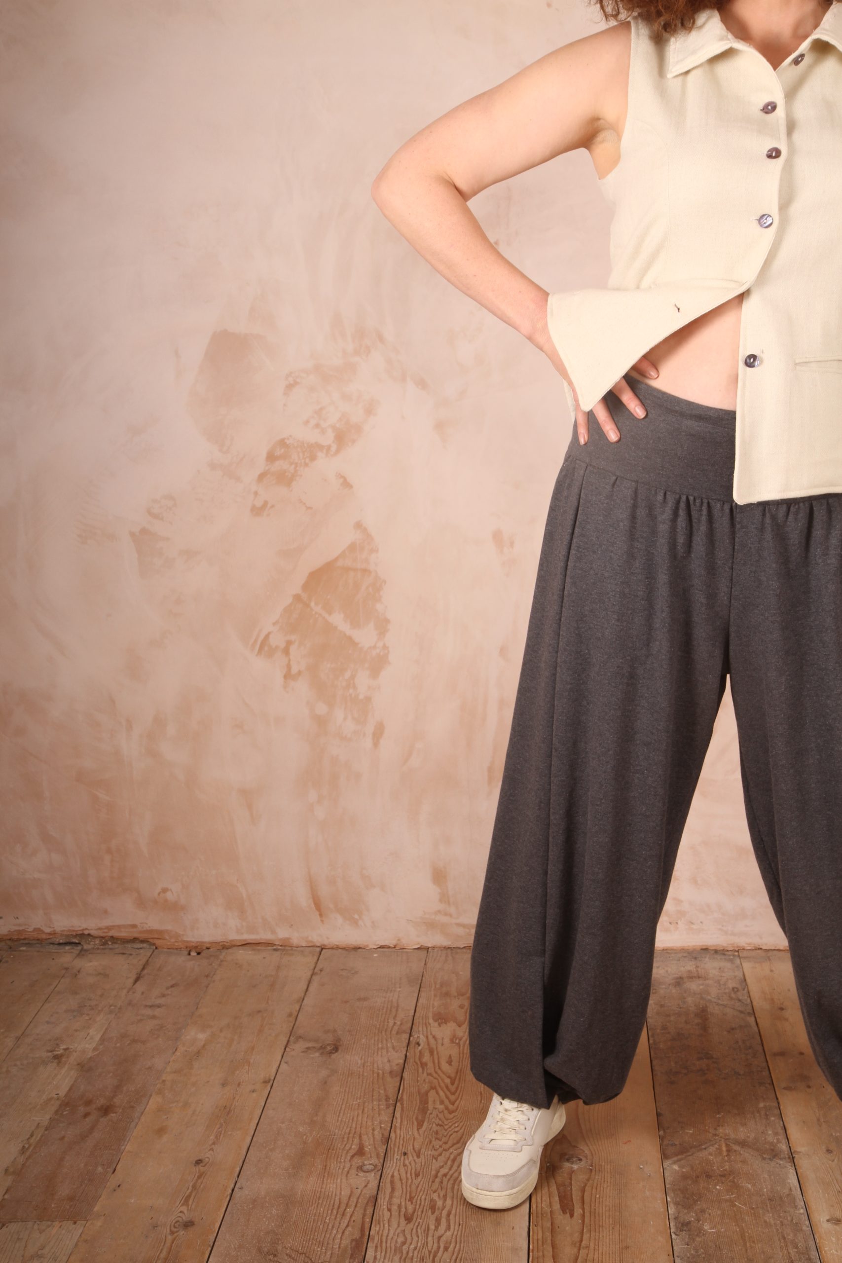 Bubble Trousers Thick Cotton Lycra- Slate Grey Marl - Image 2