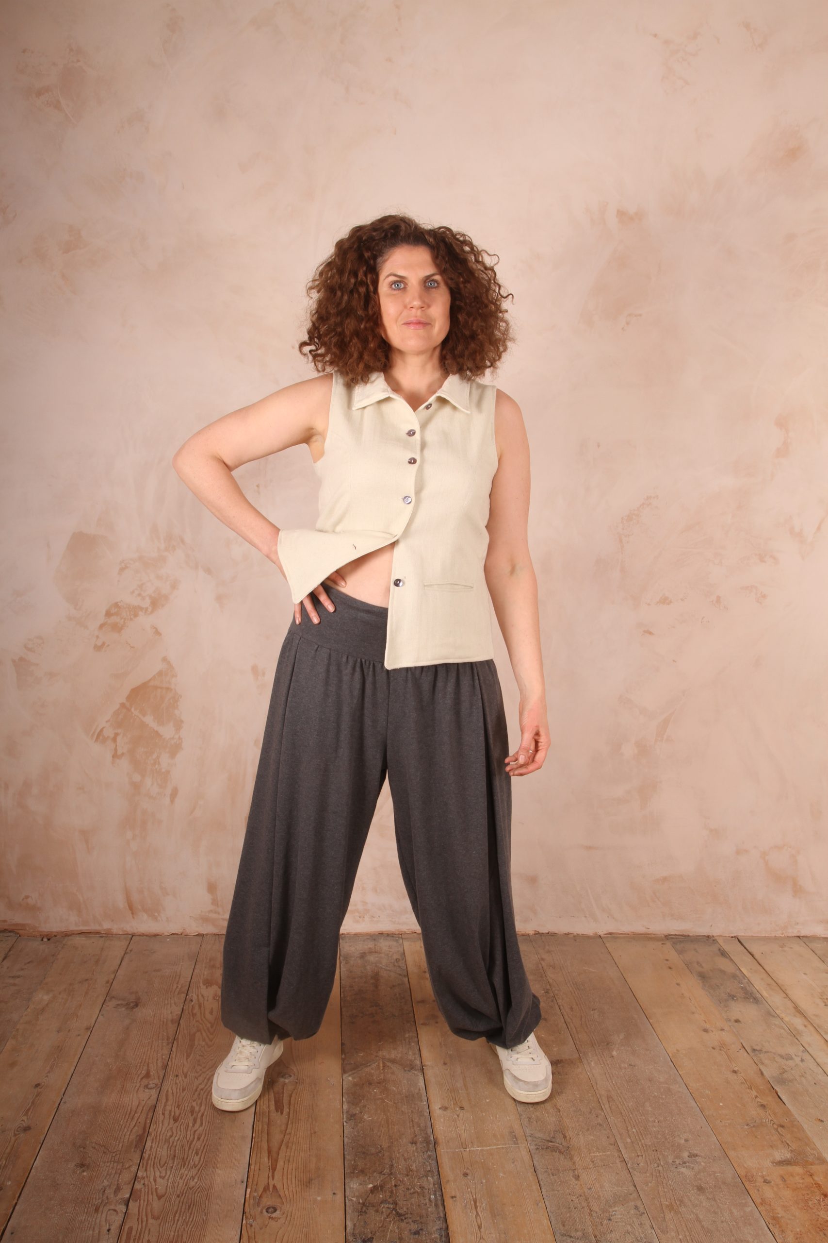 Bubble Trousers Thick Cotton Lycra- Slate Grey Marl - Image 6