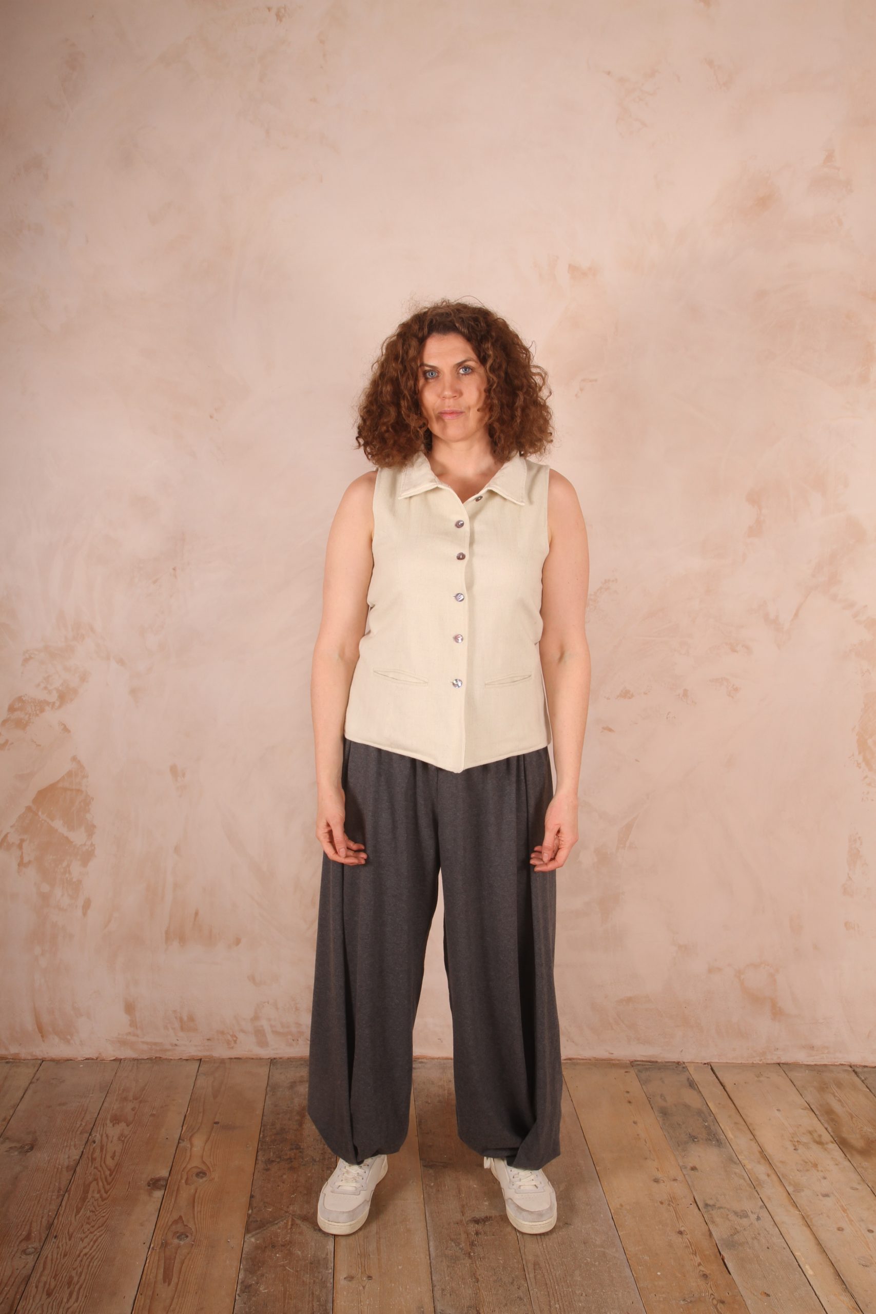 Bubble Trousers Thick Cotton Lycra- Slate Grey Marl - Image 3