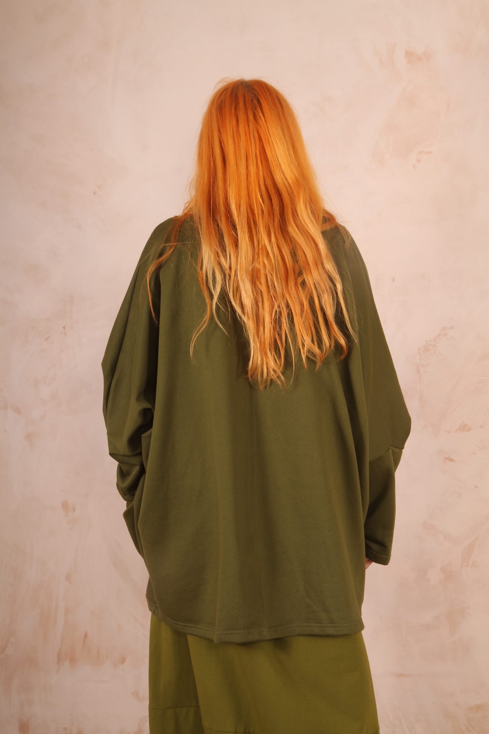 Freya oversized jersey cardigan 100% Cotton Moss green - Image 10