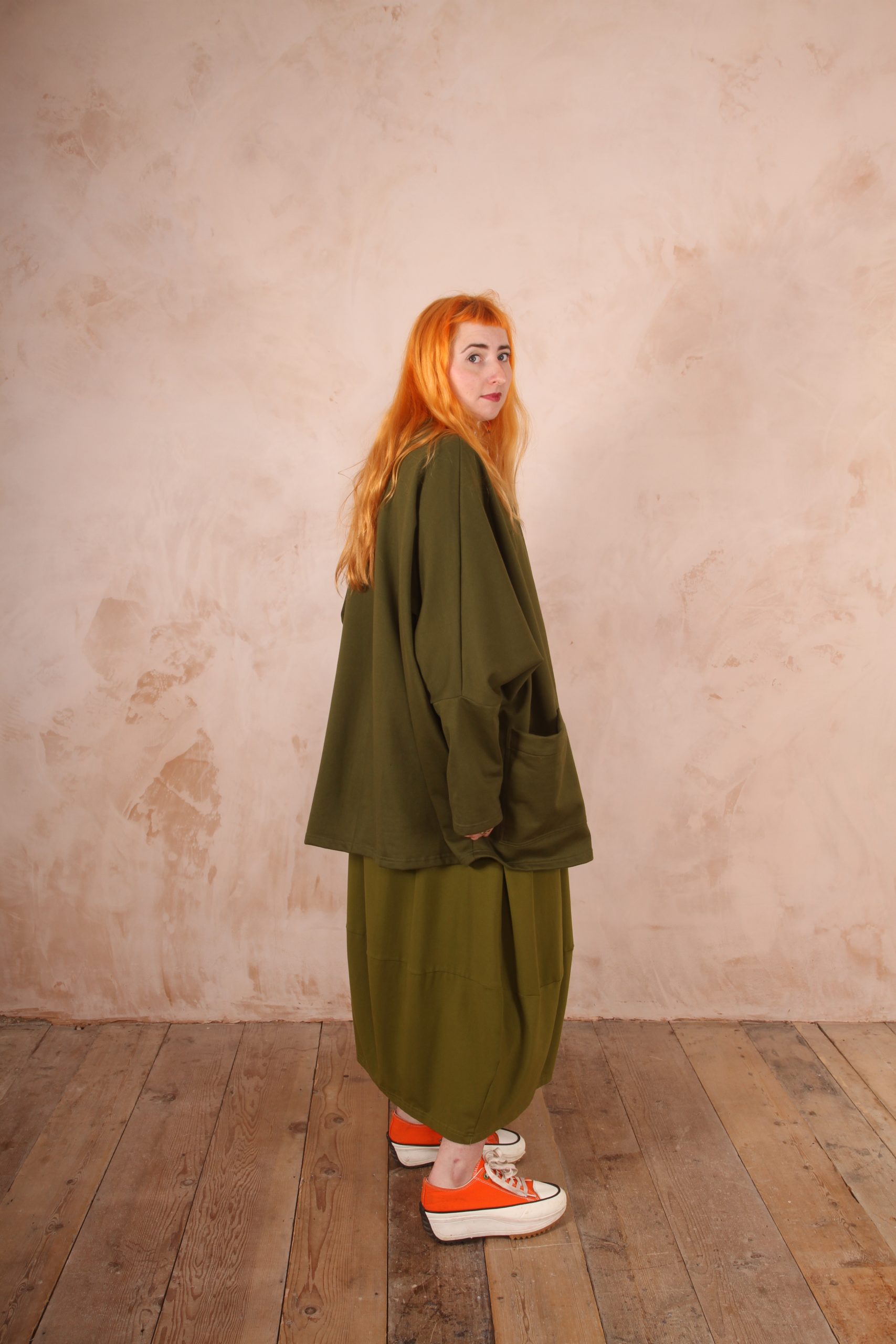 Freya oversized jersey cardigan 100% Cotton Moss green - Image 8
