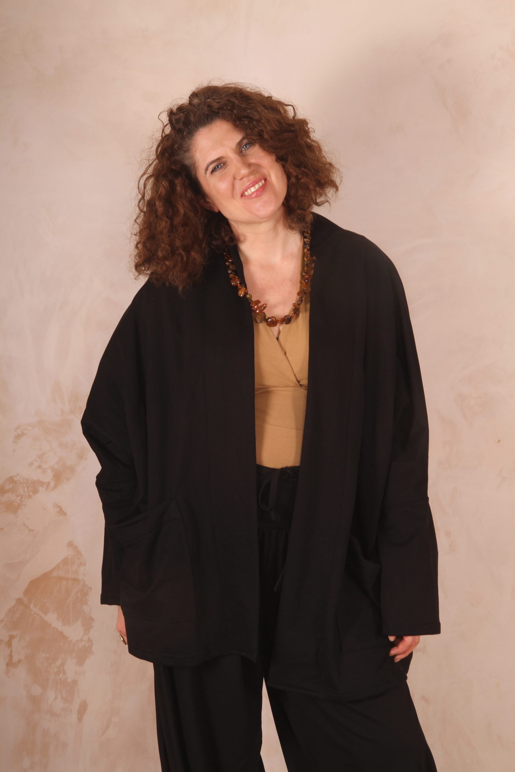Freya oversized jersey cardigan 100% Cotton Black - Image 6