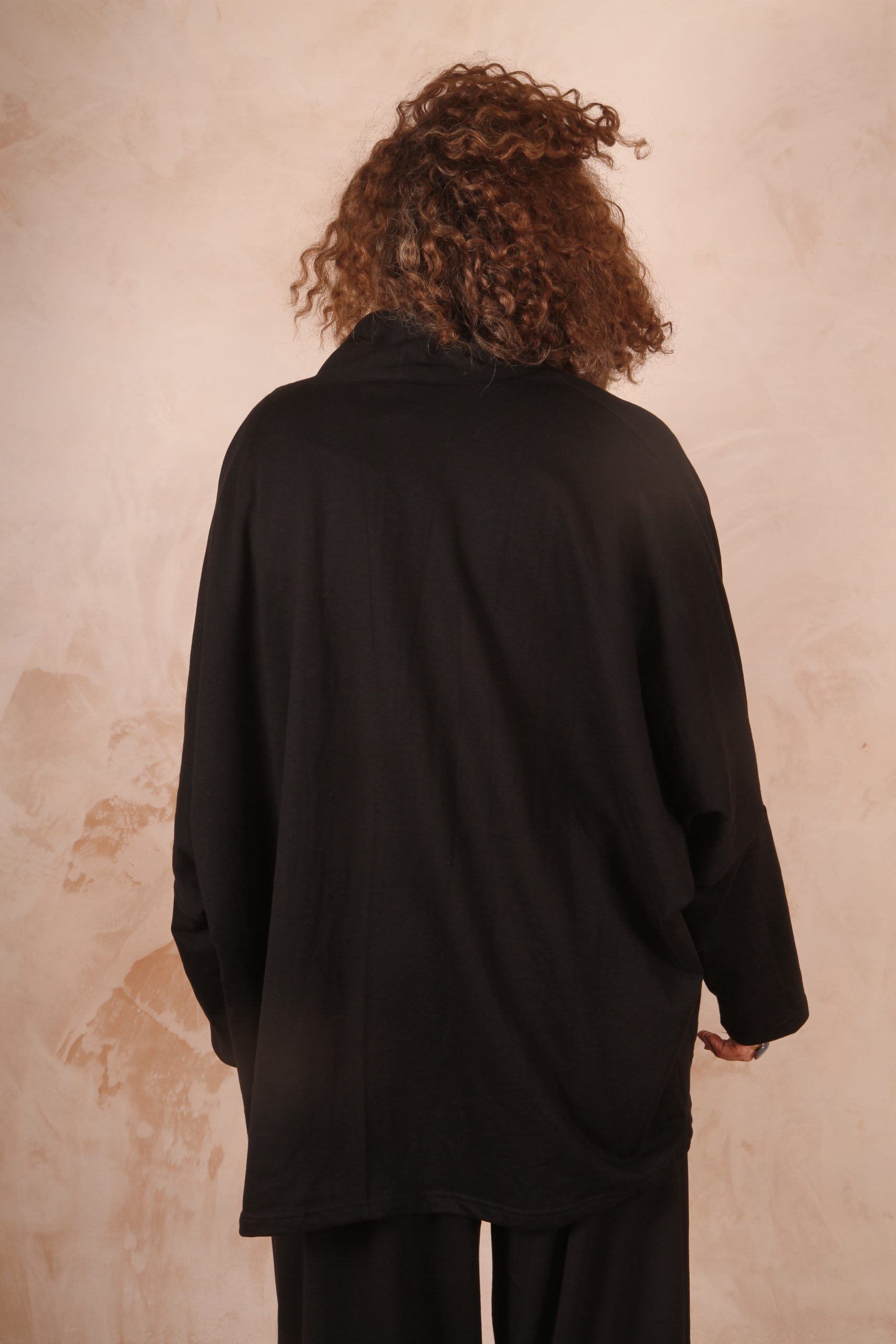 Freya oversized jersey cardigan 100% Cotton Black - Image 9