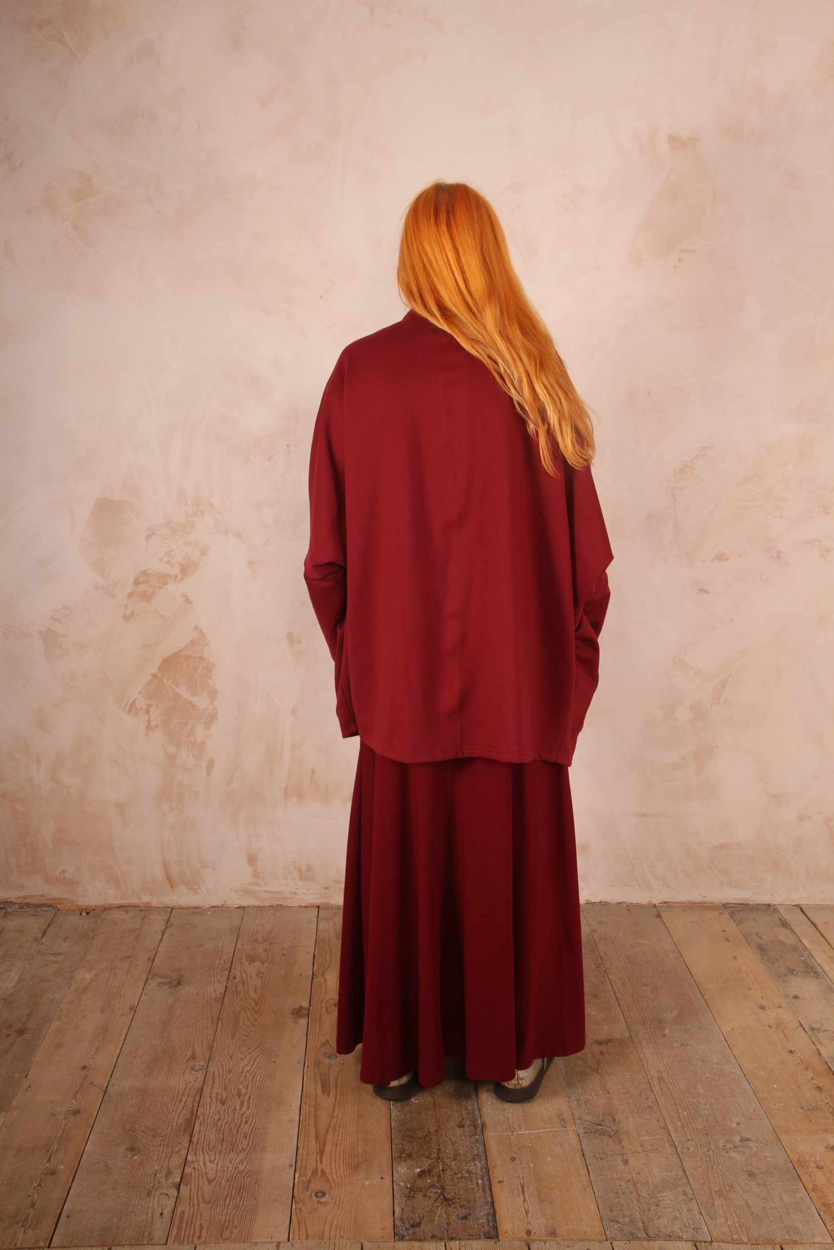 Freya oversized jersey cardigan 100% Cotton Hawthorn Red - Image 12