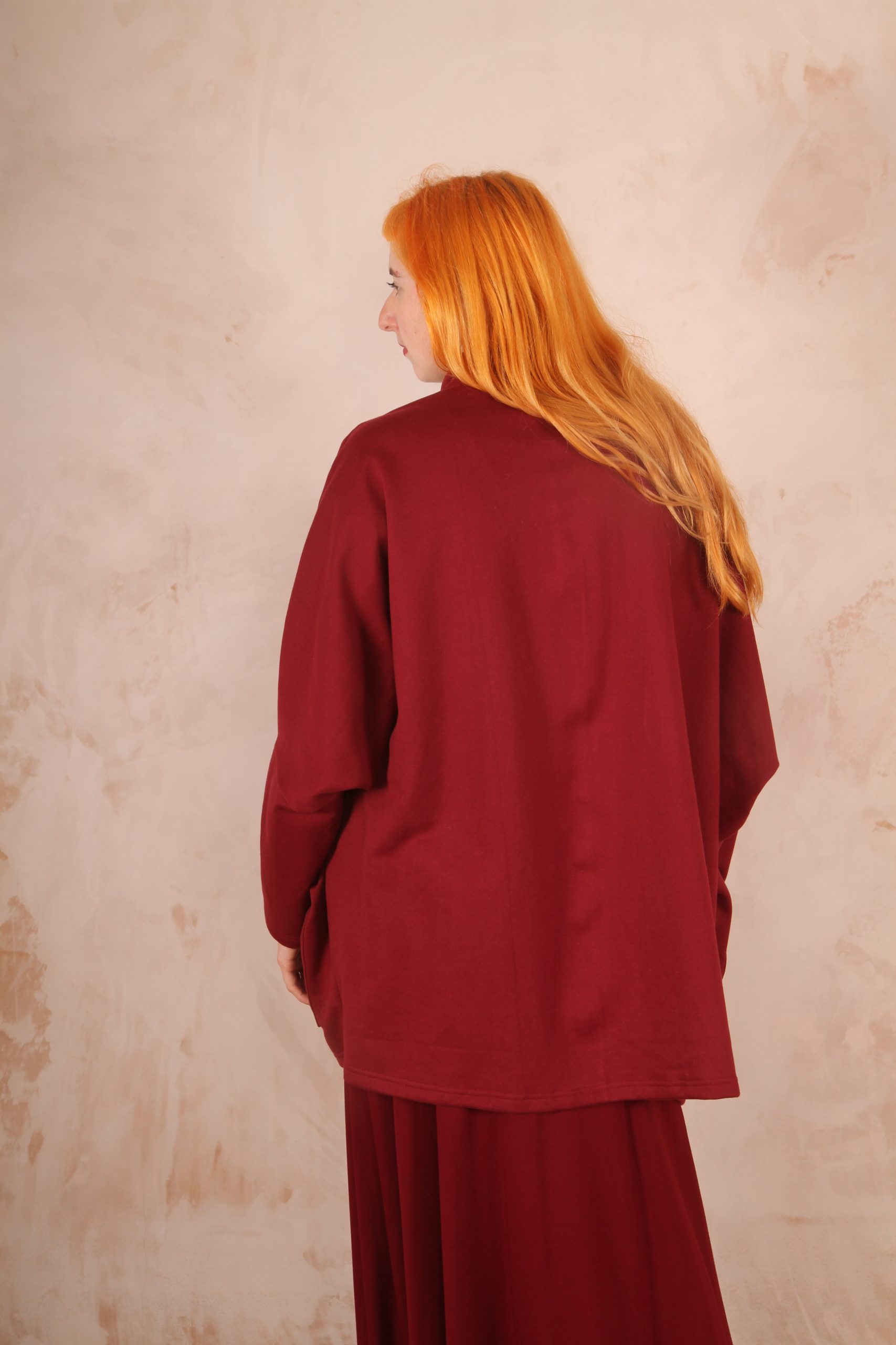 Freya oversized jersey cardigan 100% Cotton Hawthorn Red - Image 11