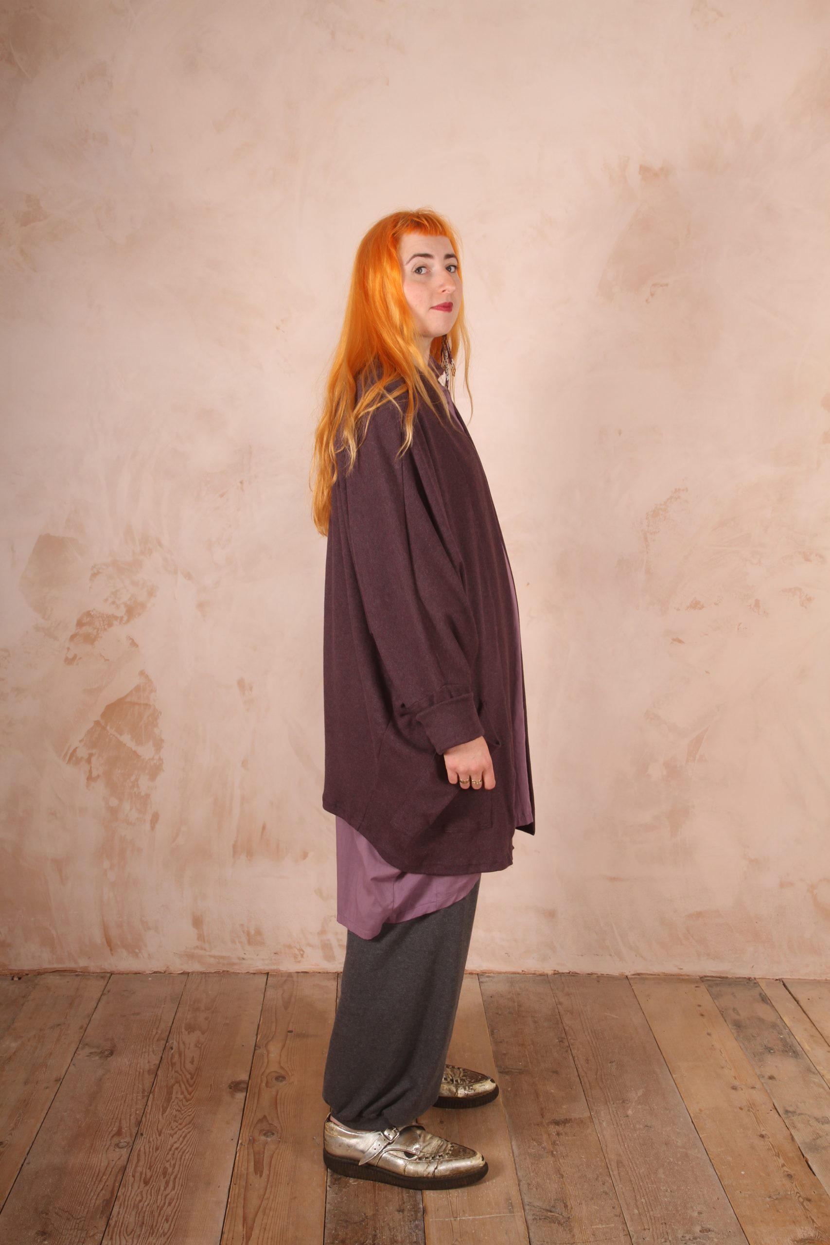 Freya oversized jersey cardigan 100% Cotton heather Marl - Image 4