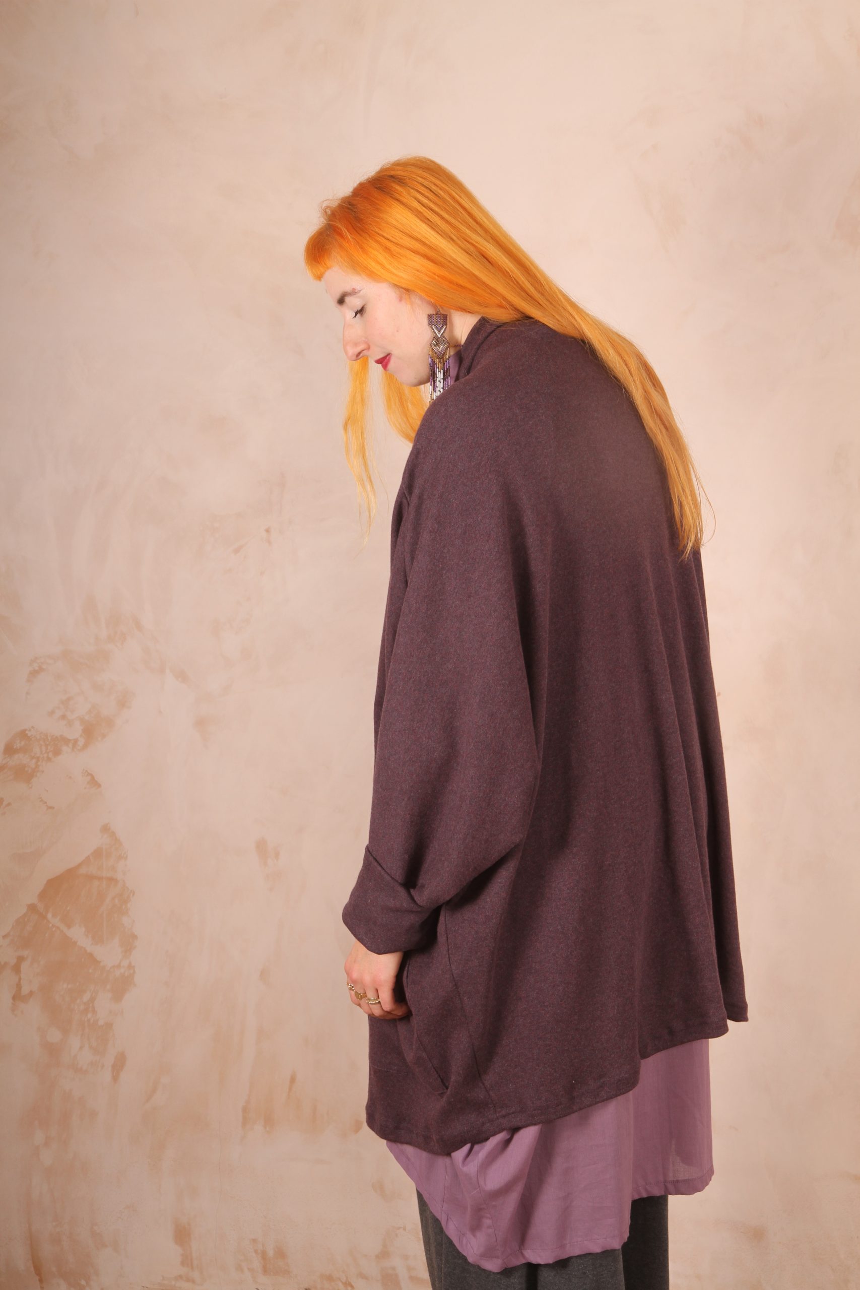 Freya oversized jersey cardigan 100% Cotton heather Marl - Image 2