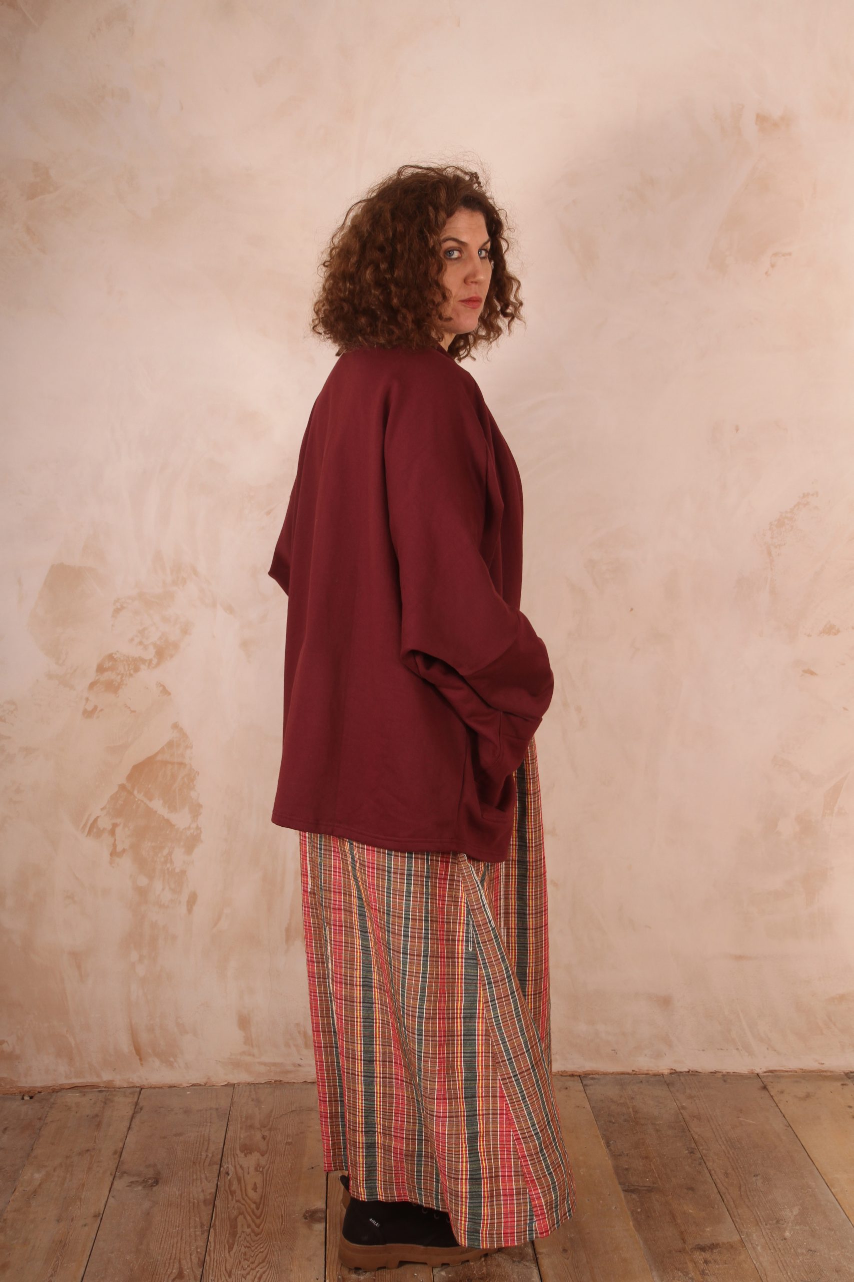 Freya oversized jersey cardigan 100% Cotton Wild Plum - Image 5