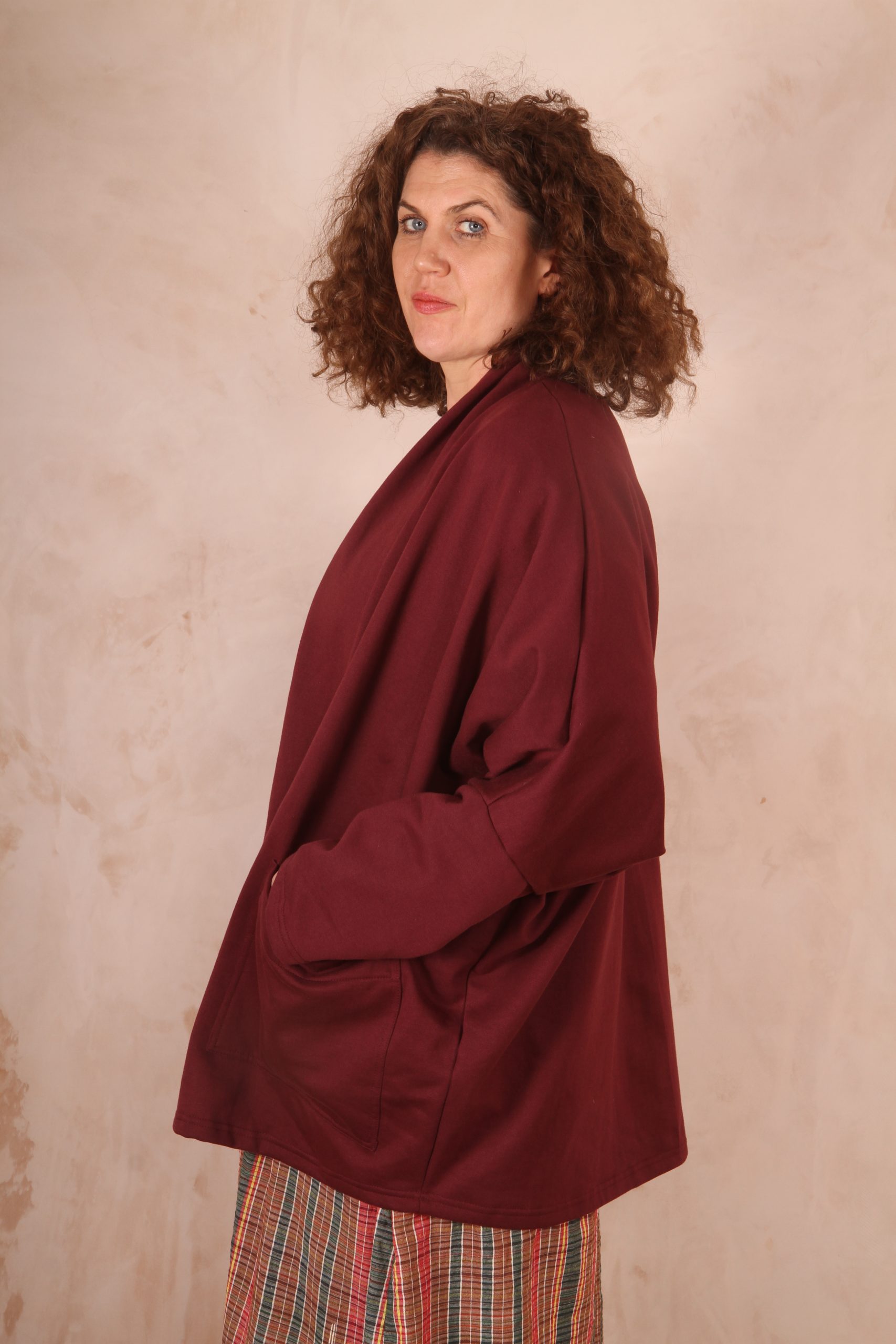 Freya oversized jersey cardigan 100% Cotton Wild Plum - Image 2