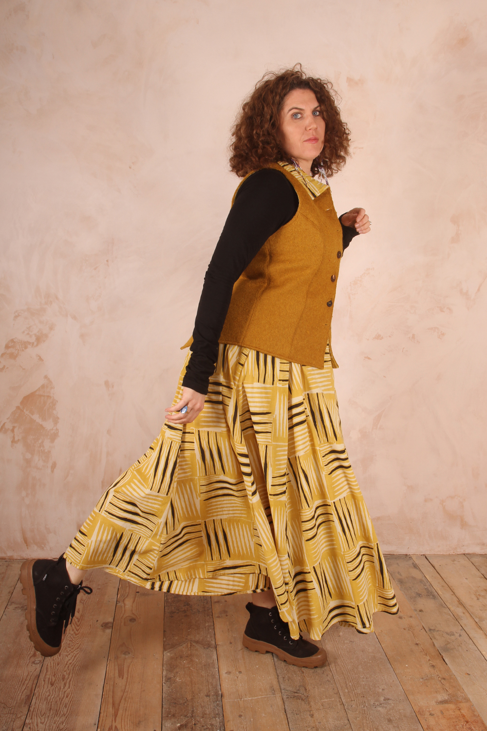 Classic Tailored Haruka Wool Waistcoat Mustard Boiled Wool - Image 6