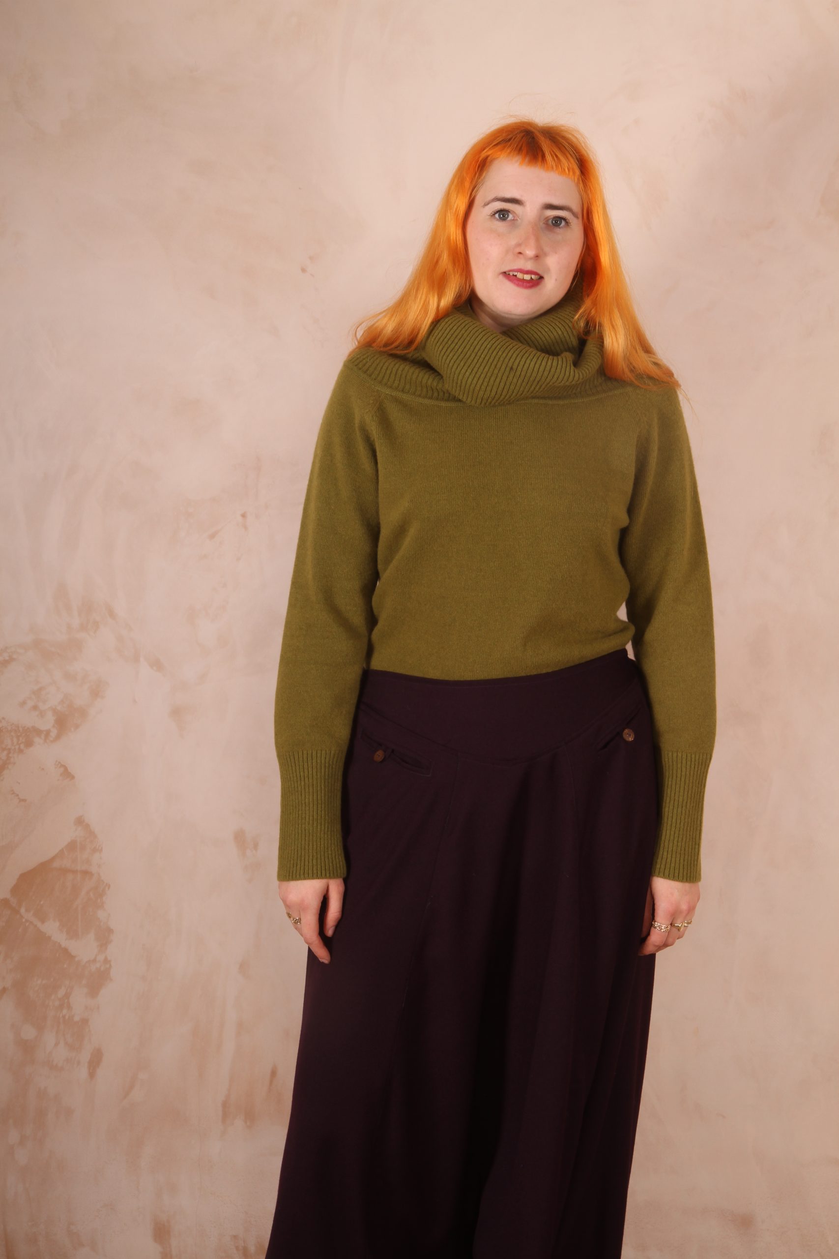 Harem Trousers 100% Crepe Wool Plum - Image 8