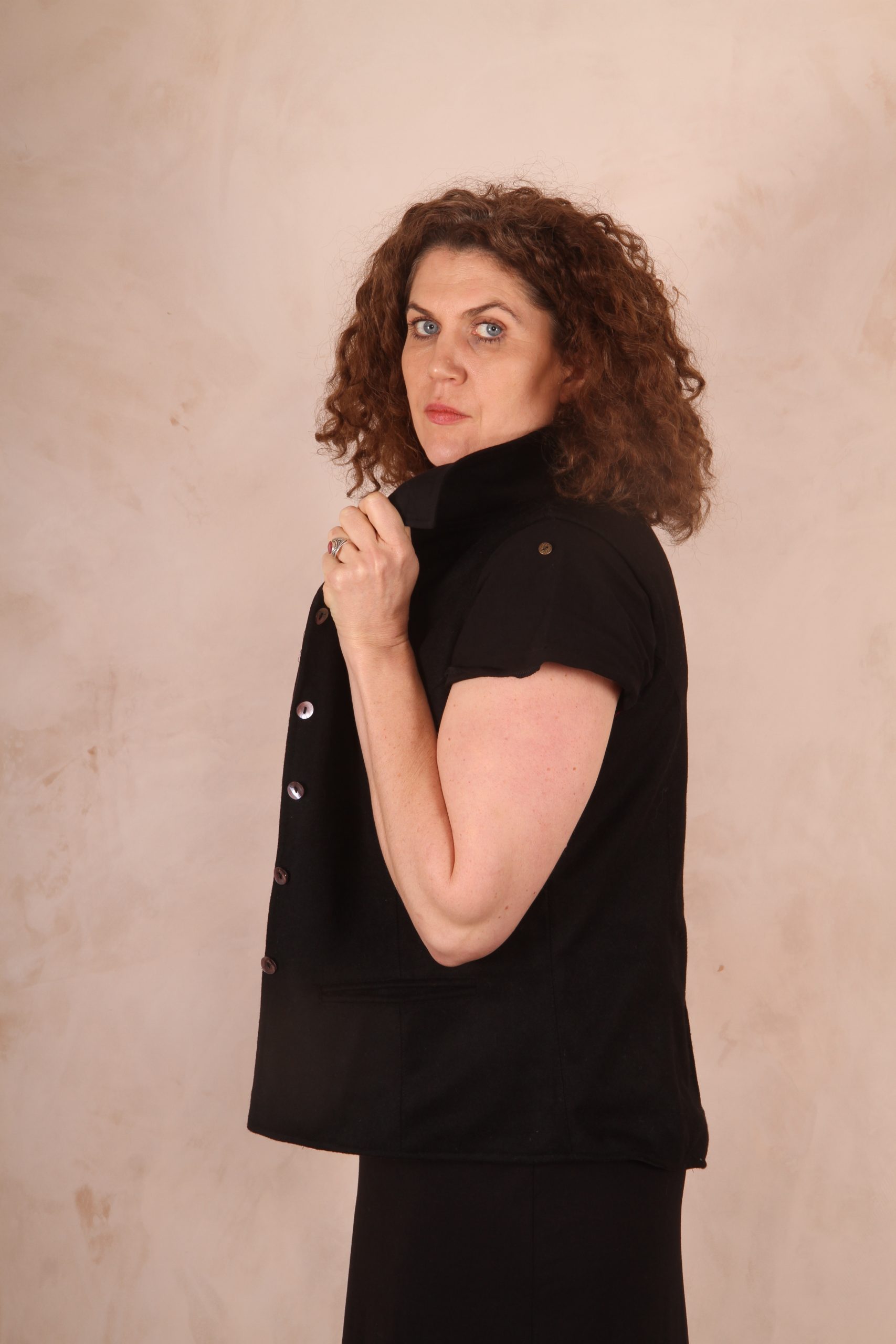 Classic Tailored Haruka Wool Waistcoat Black - Image 2