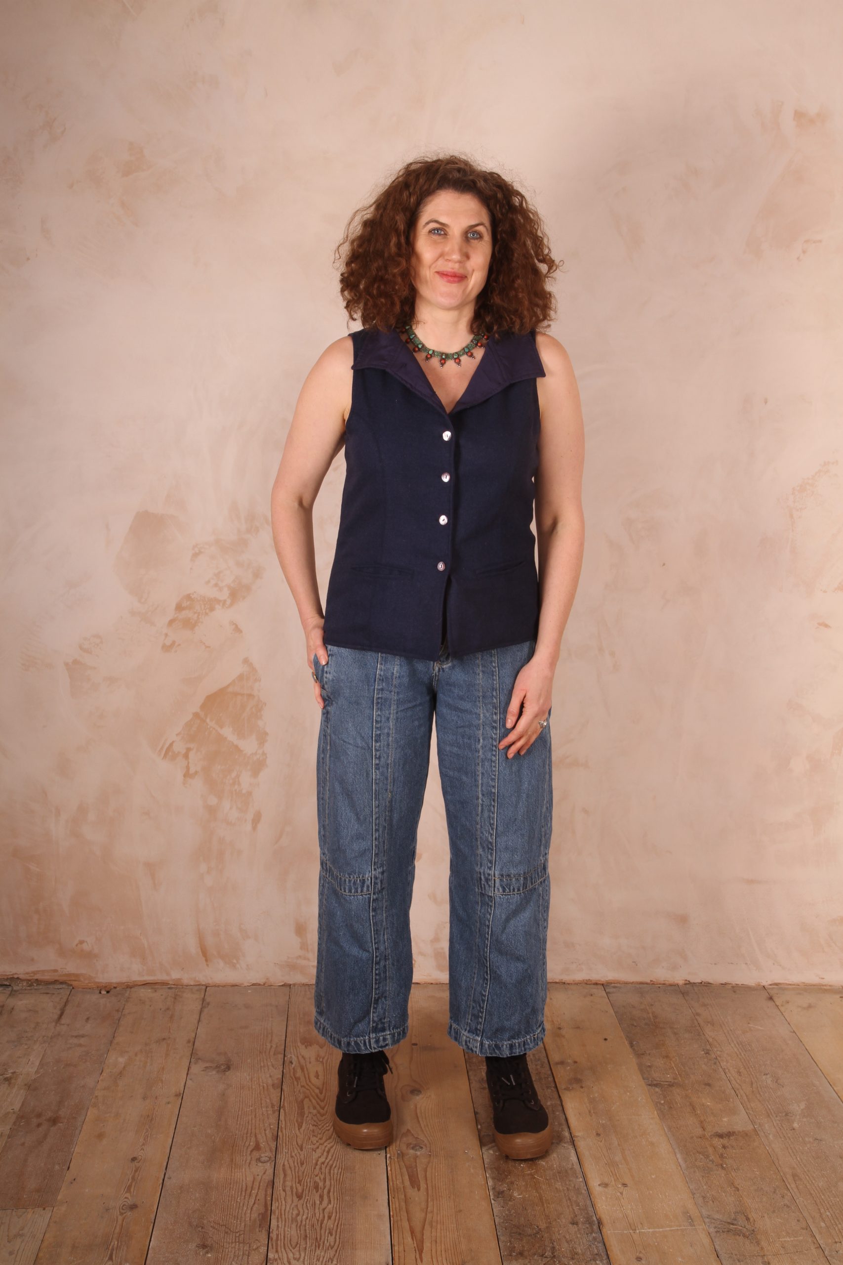 Classic Tailored Haruka Wool Waistcoat Midnight Blue