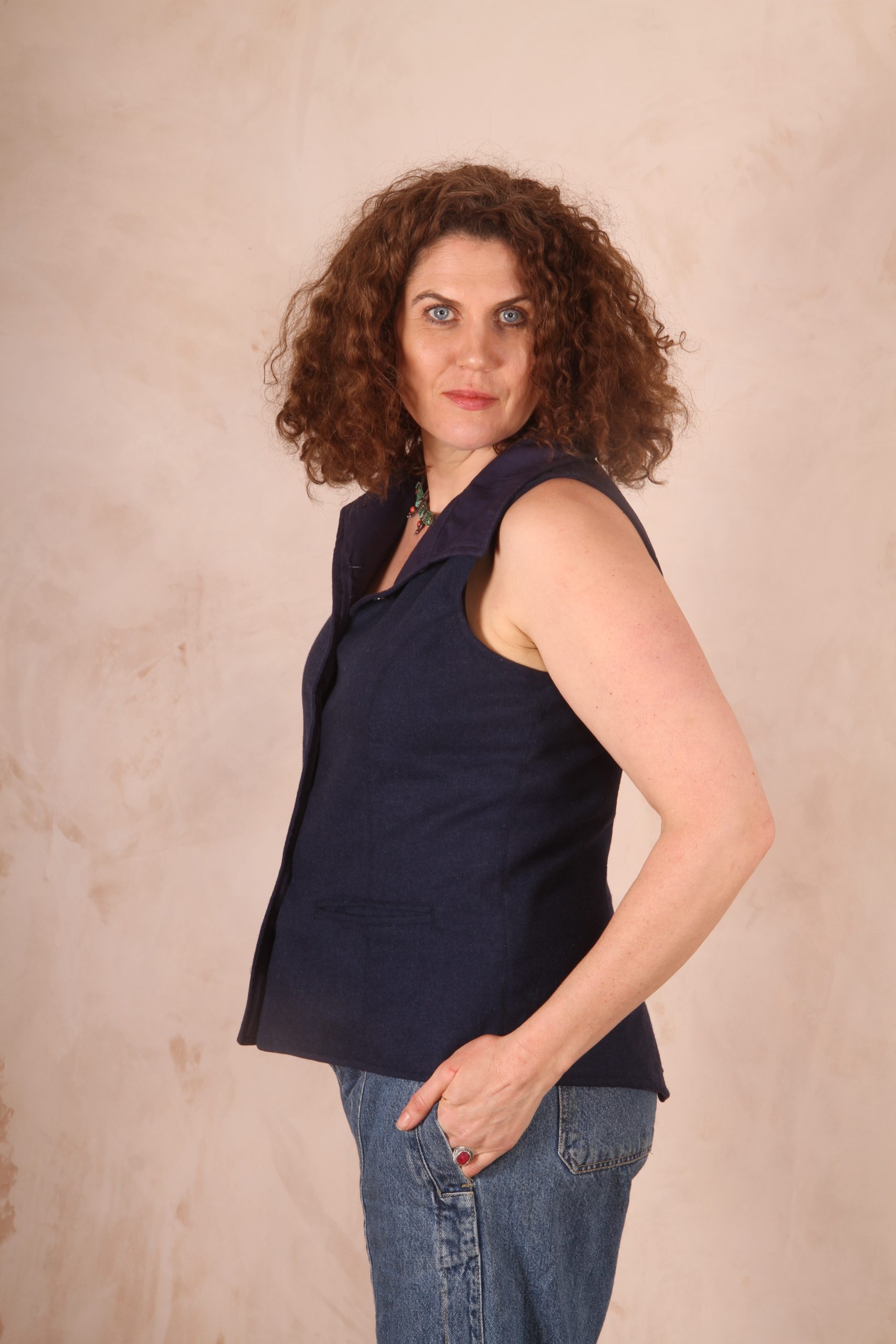 Classic Tailored Haruka Wool Waistcoat Midnight Blue - Image 6