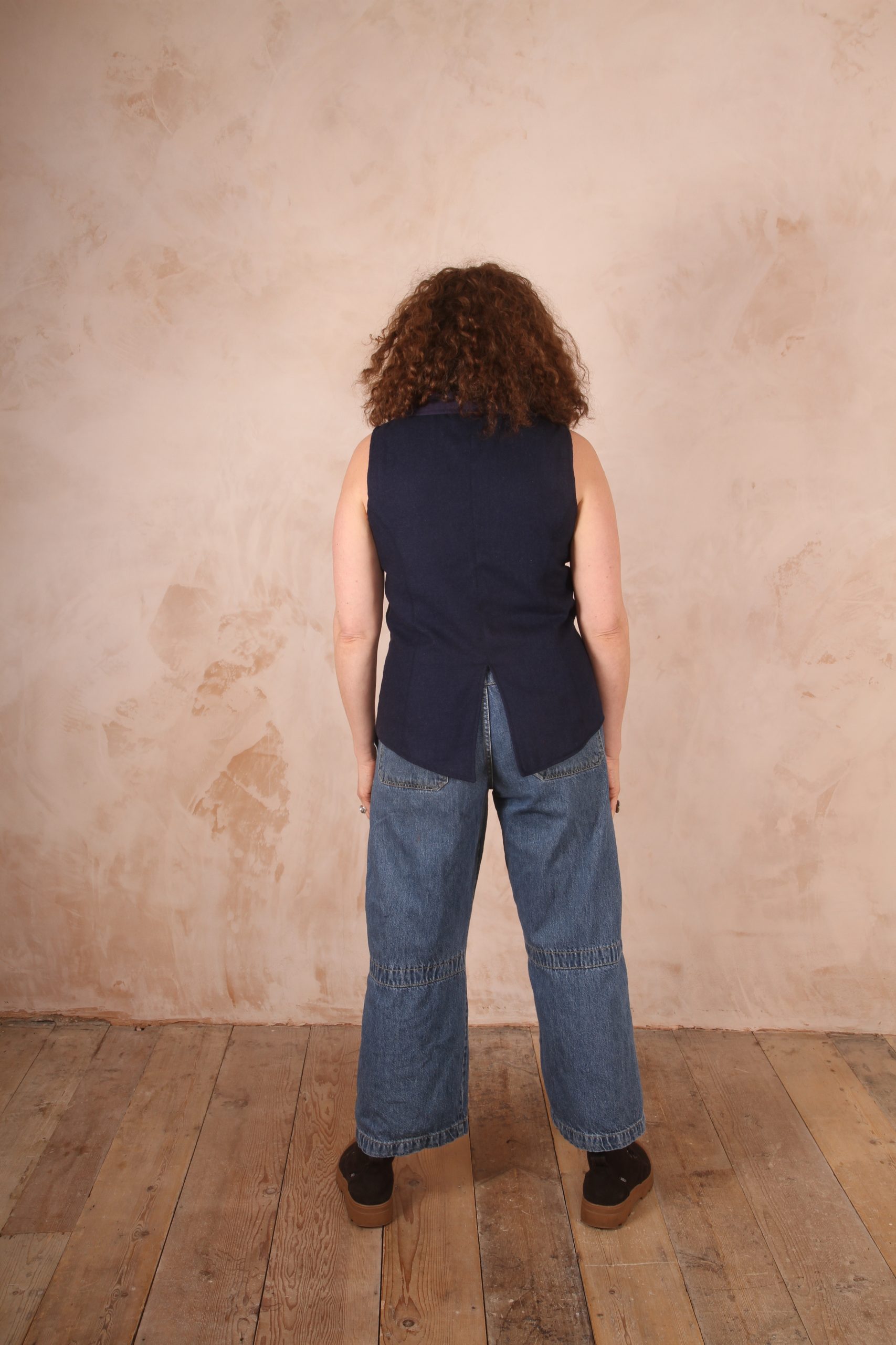 Classic Tailored Haruka Wool Waistcoat Midnight Blue - Image 8