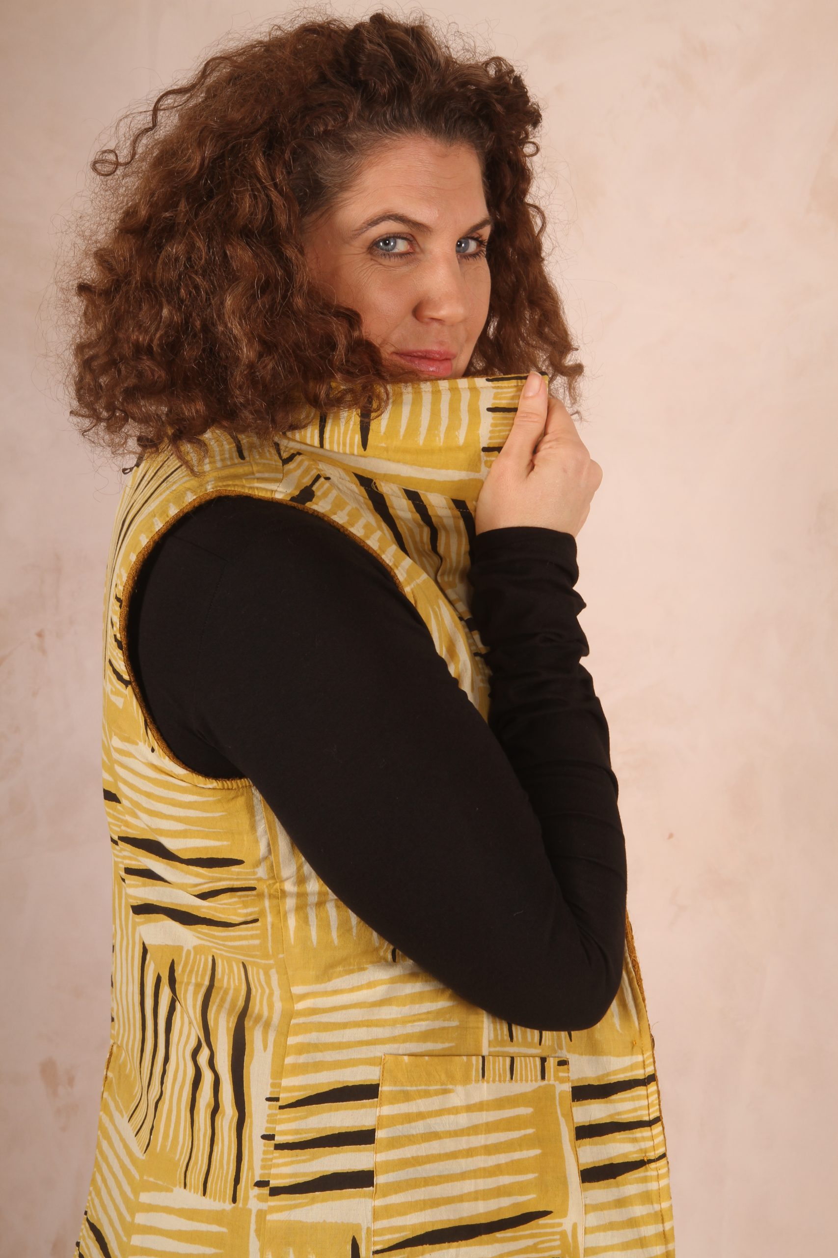 Classic Tailored Haruka Wool Waistcoat Mustard Boiled Wool - Image 2