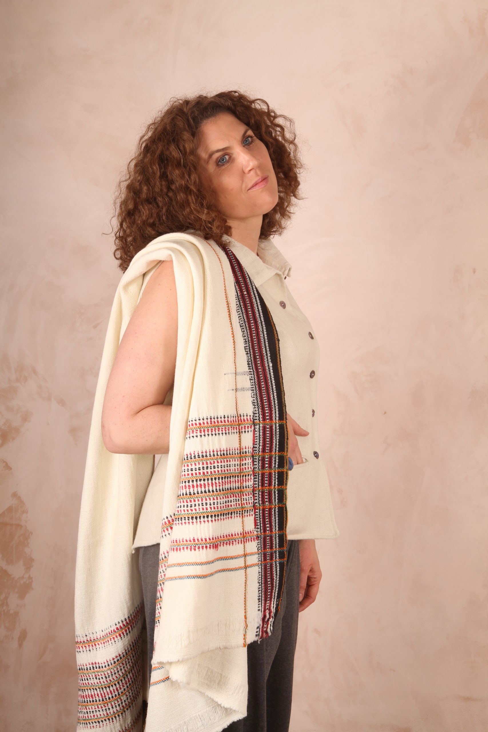 Classic Tailored Haruka Wool Waistcoat Off White