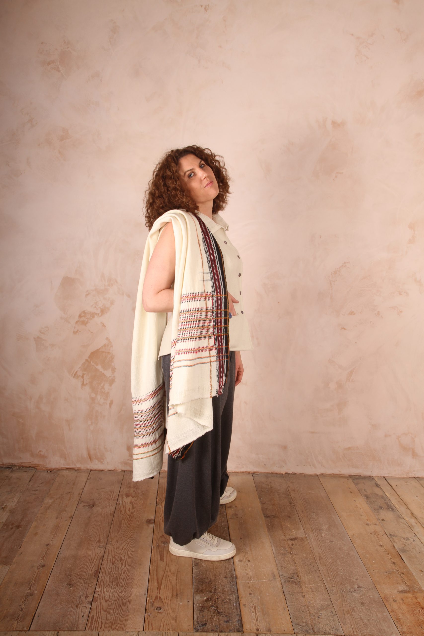 Classic Tailored Haruka Wool Waistcoat Off White - Image 3