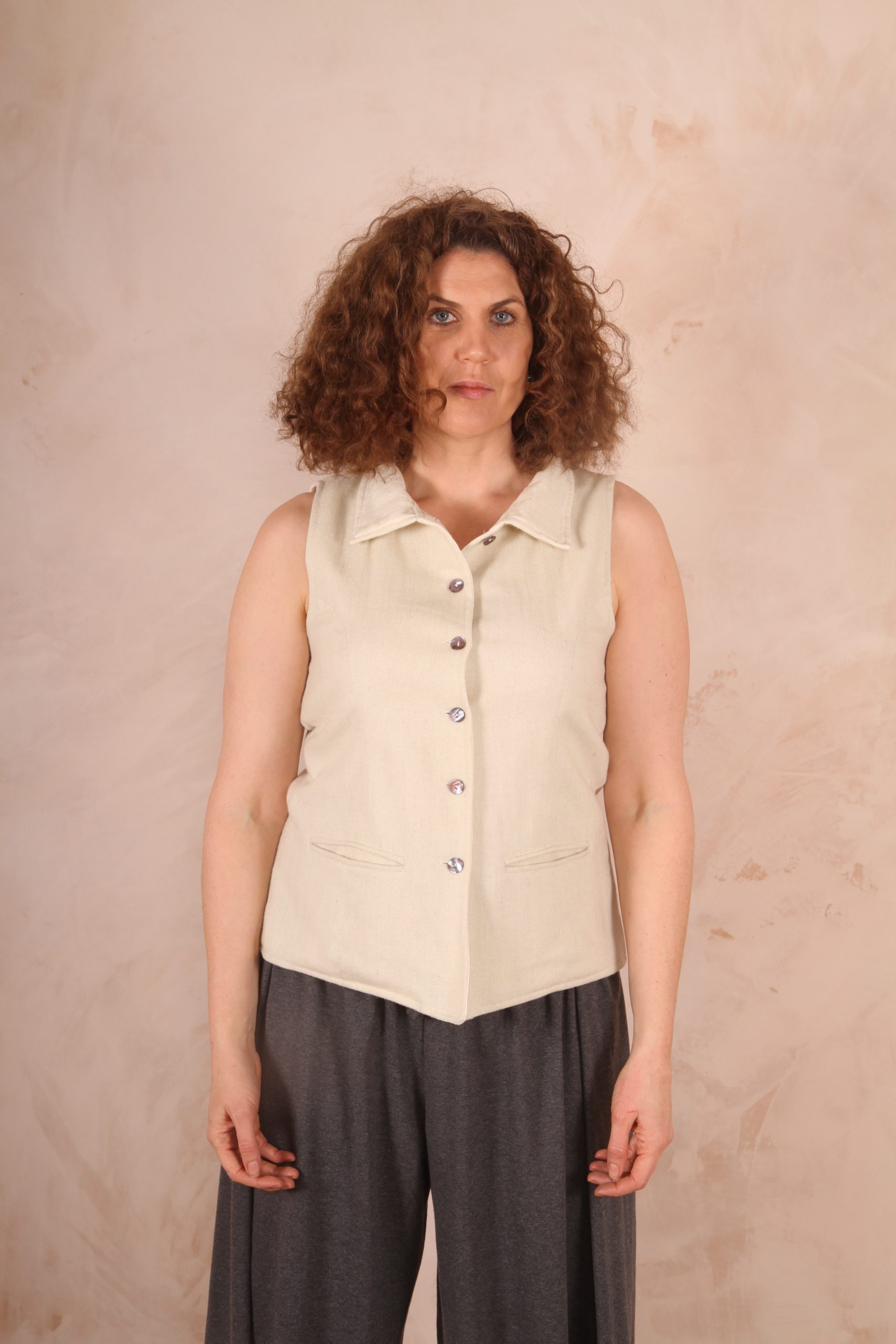 Classic Tailored Haruka Wool Waistcoat Off White - Image 2