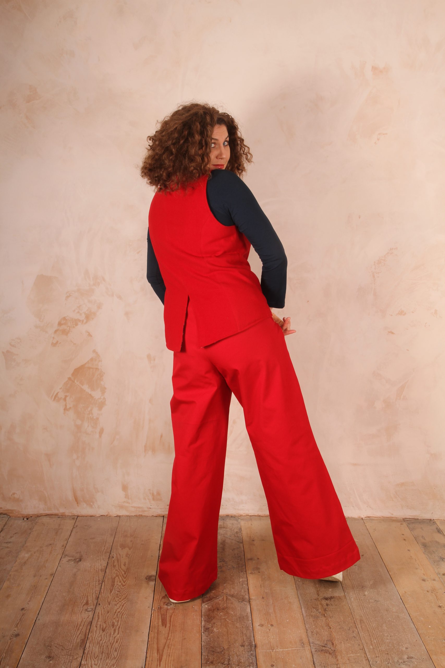 Kamu Trousers Stretch Cotton Poplin Chilli Pepper Red - Image 2
