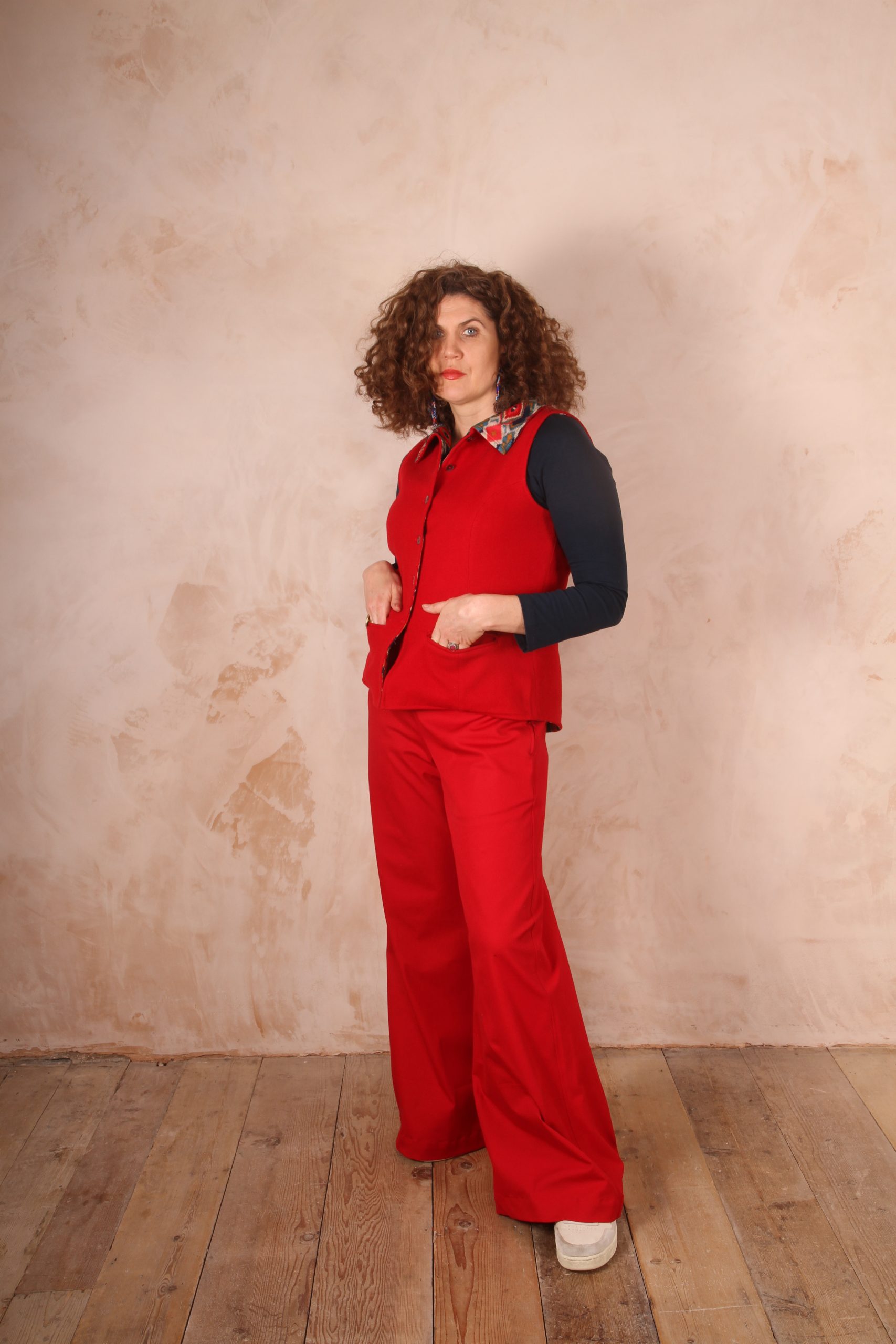 Kamu Trousers Stretch Cotton Poplin Chilli Pepper Red - Image 5