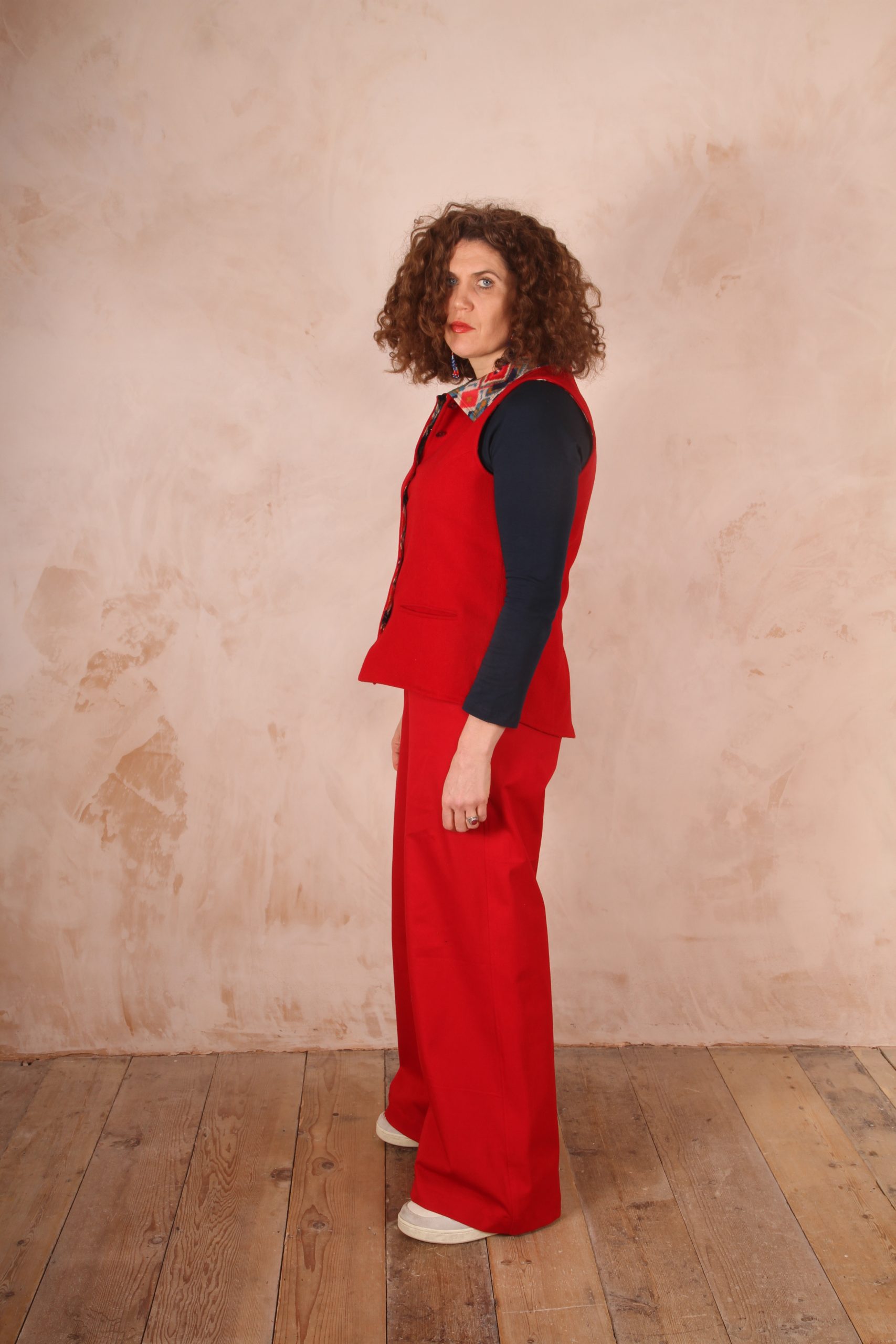 Kamu Trousers Stretch Cotton Poplin Chilli Pepper Red - Image 4