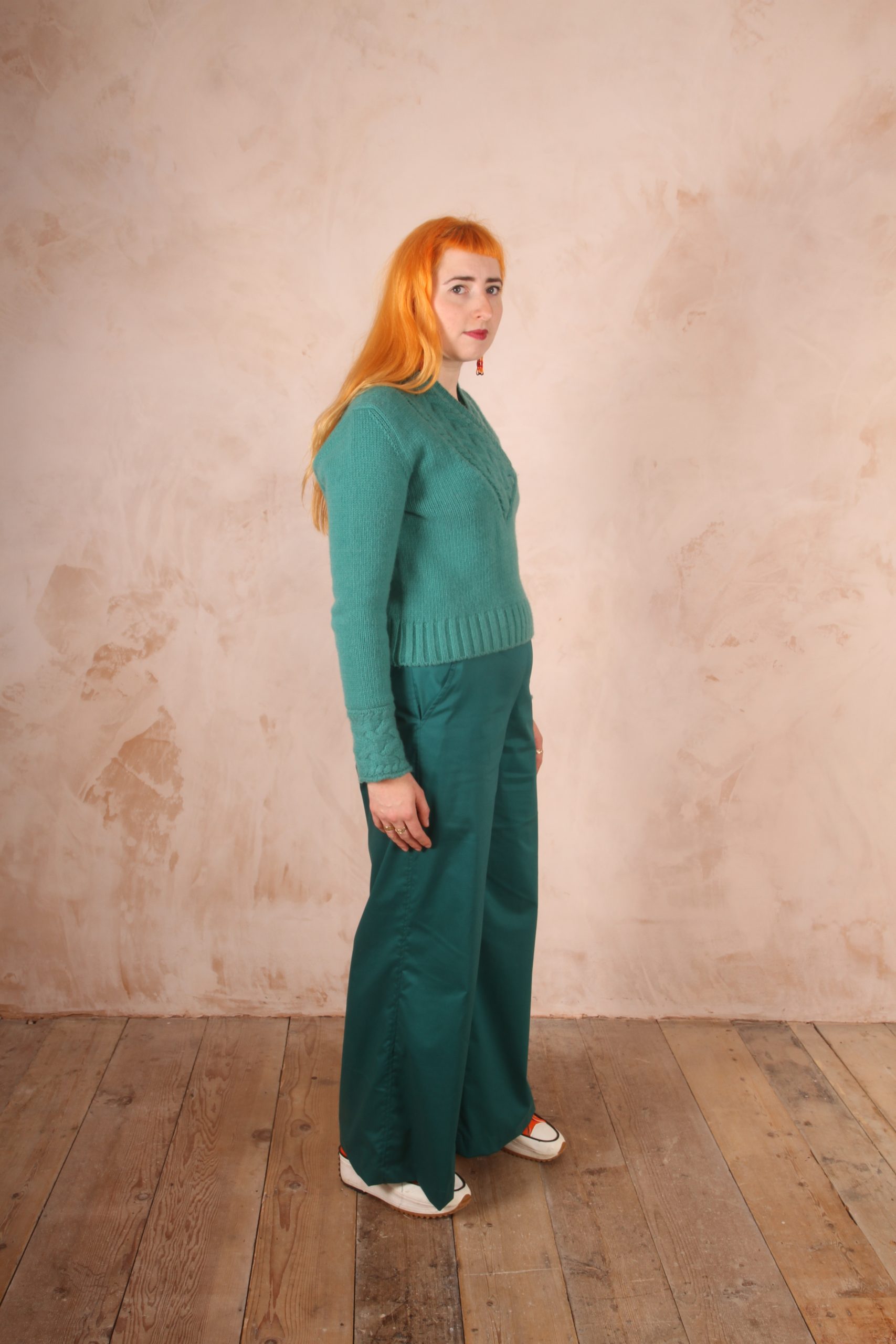Kamu Trousers Stretch Cotton Poplin Teal - Image 4