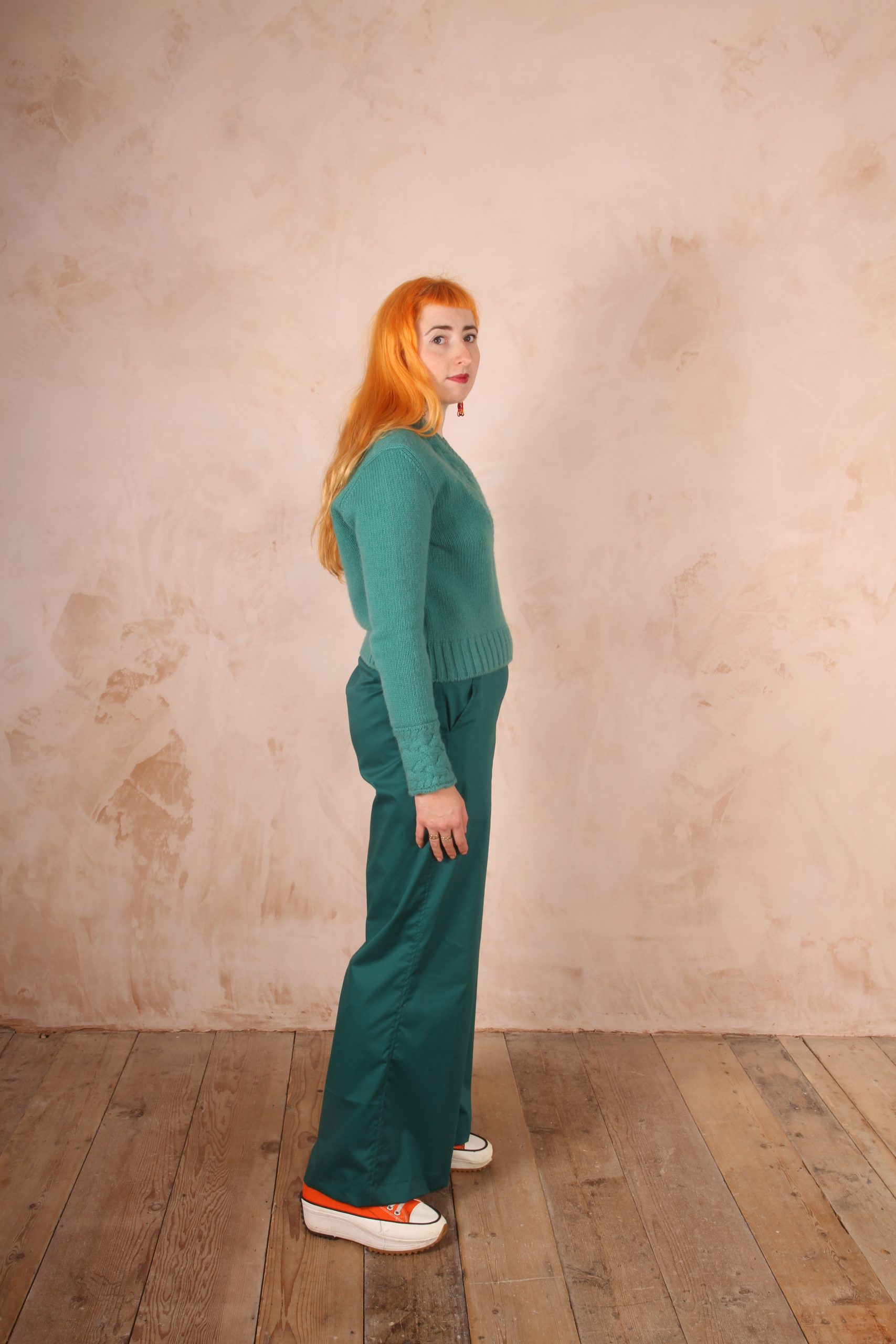 Kamu Trousers Stretch Cotton Poplin Teal - Image 3